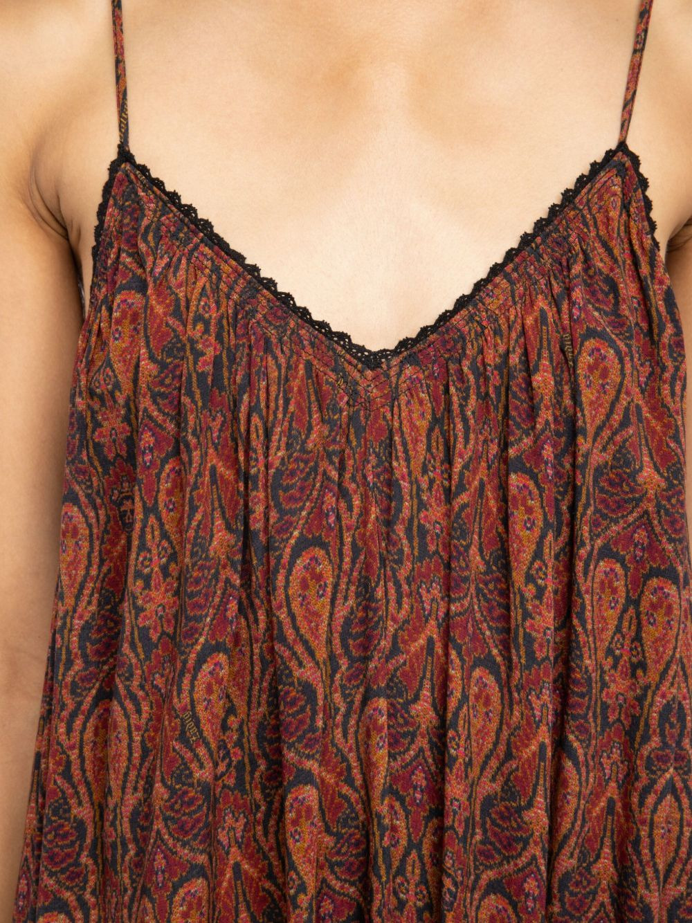 paisley-pattern lace-trim maxi dress - 5