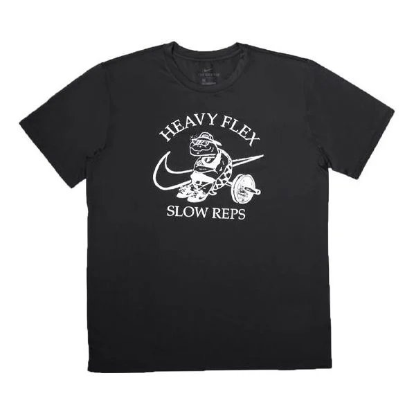 Men's Nike Solid Color Pattern Cartoon Printing Training Short Sleeve Black T-Shirt DM6284-010 - 1