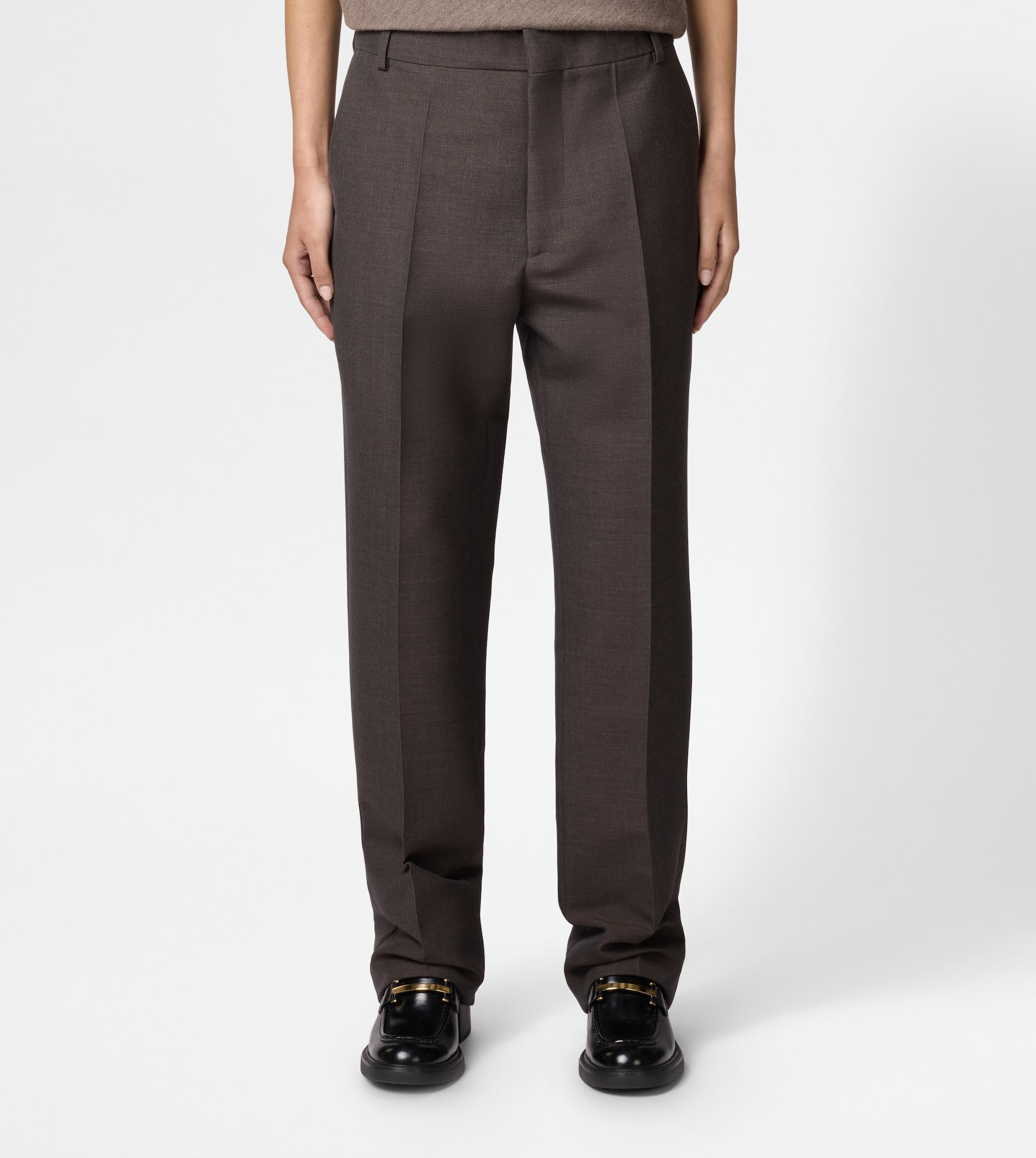 PANTS IN WOOL GABARDINE - BROWN - 3