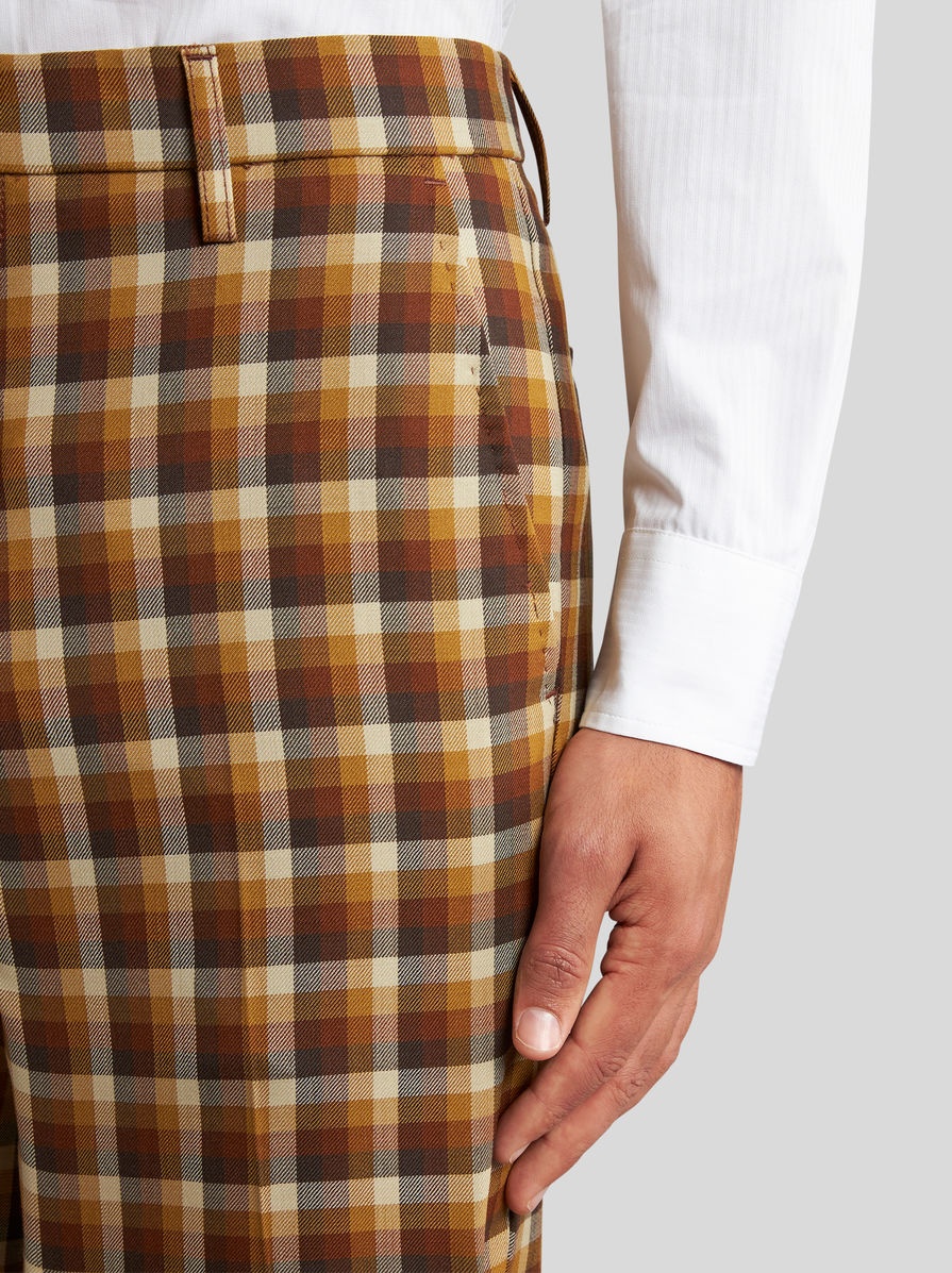 VIRGIN WOOL CHECK TROUSERS - 3