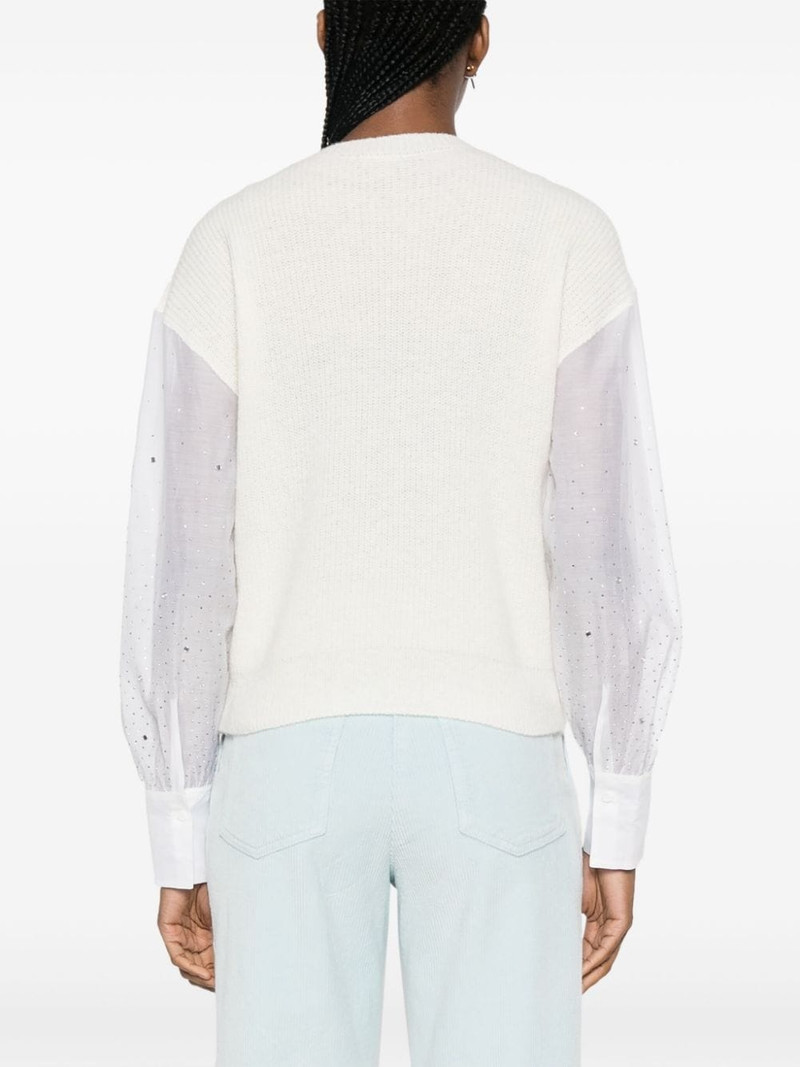 sheer-sleeve knitted jumper 4