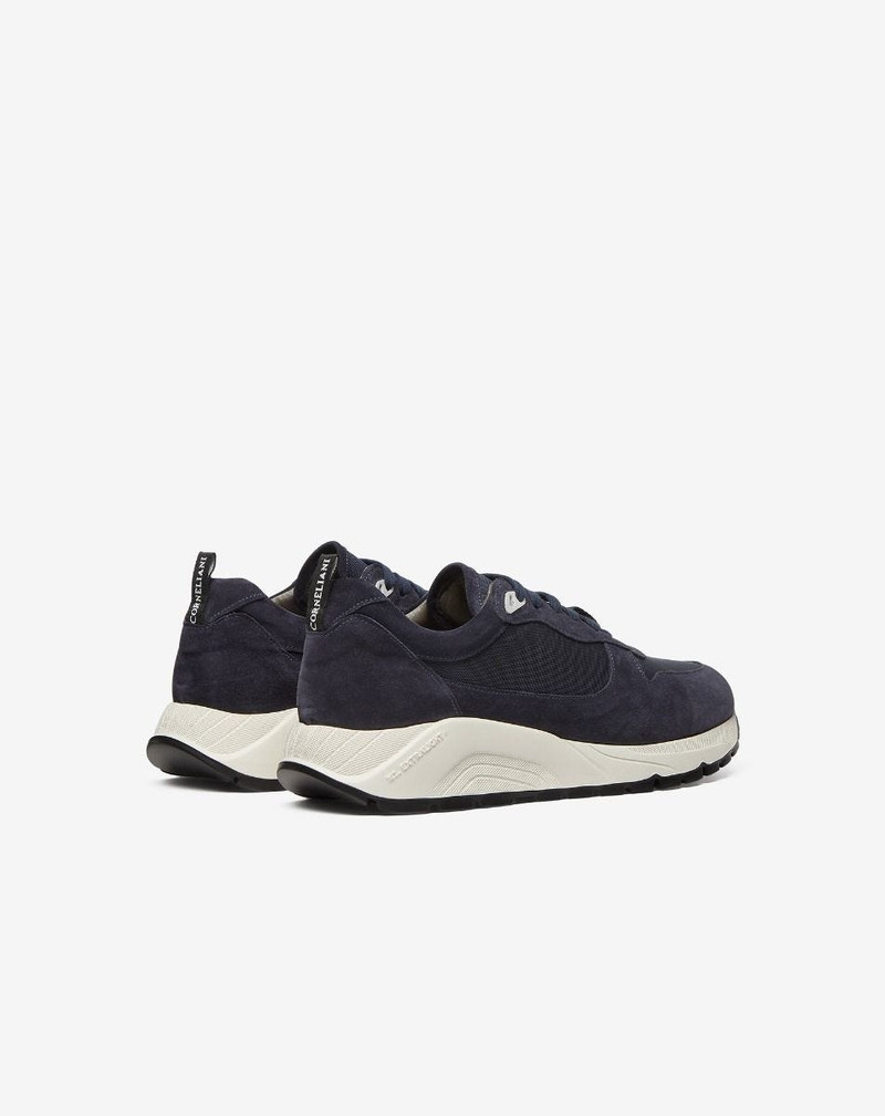 Blue nylon and suede running shoes 3