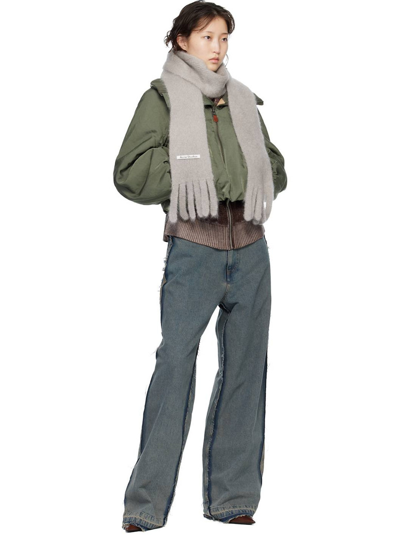 Acne Studios Grey Skinny Logo Scarf outlook