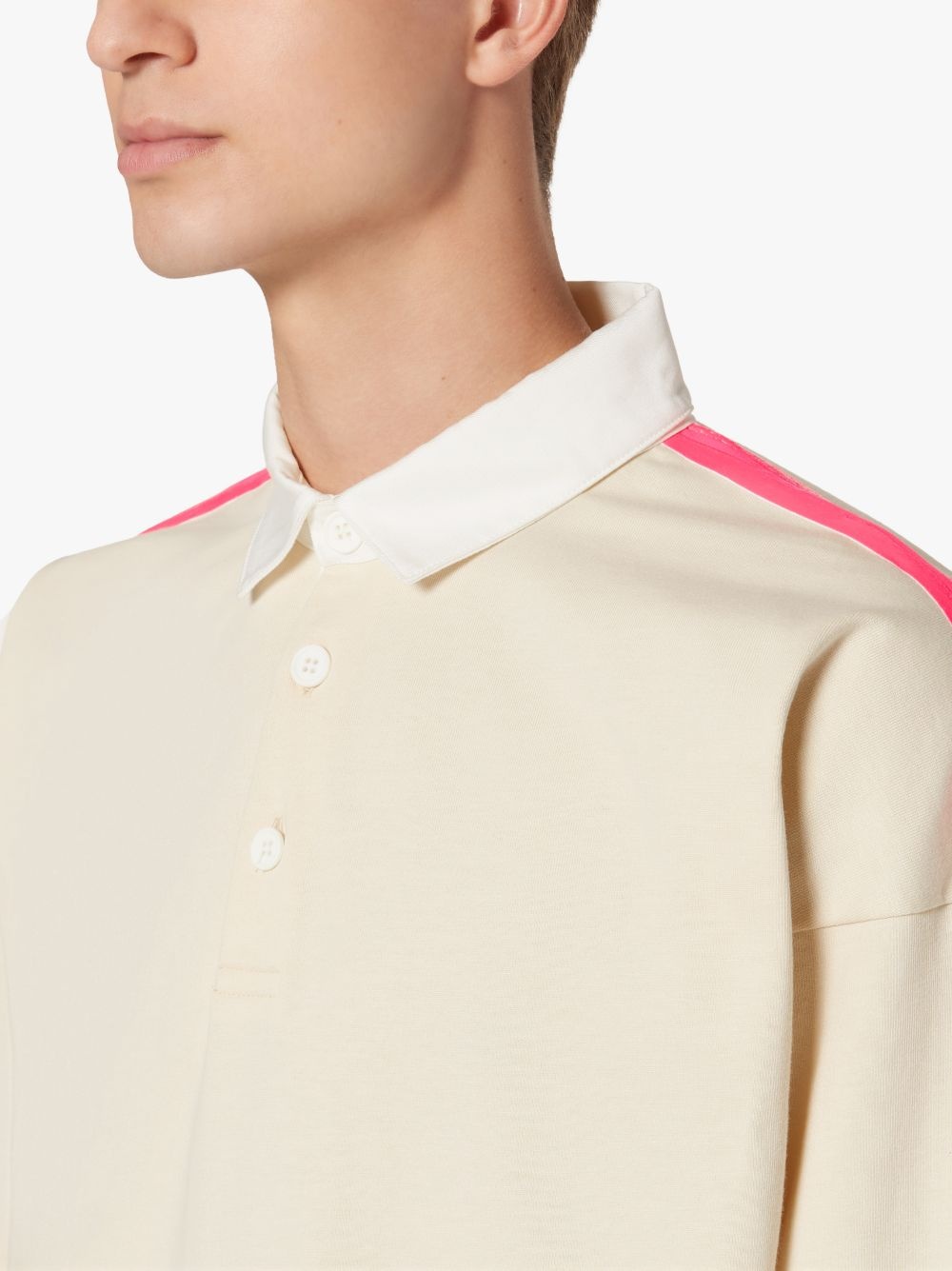 BONE WHITE X PINK COTTON RUGBY SHIRT | GJM-201 - 5