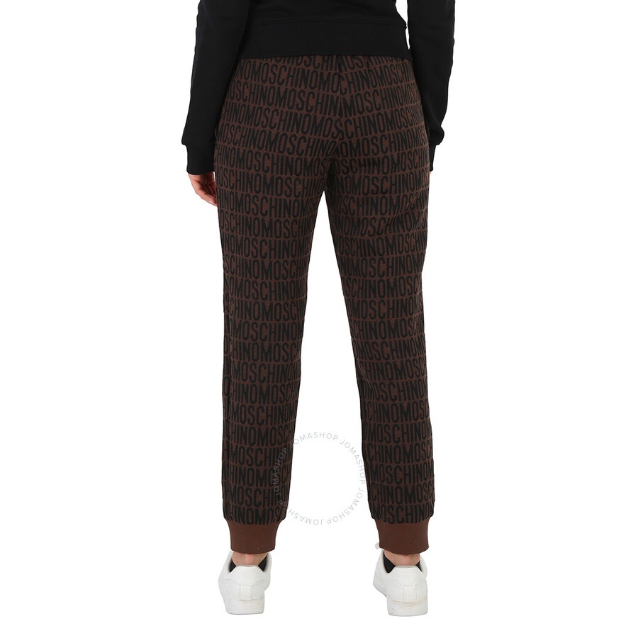 Moschino Ladies Fantasy Print Brown Allover Monogram Joggers - 5