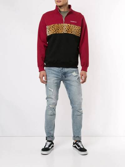 Supreme leopard panel half zip sweatshirt outlook