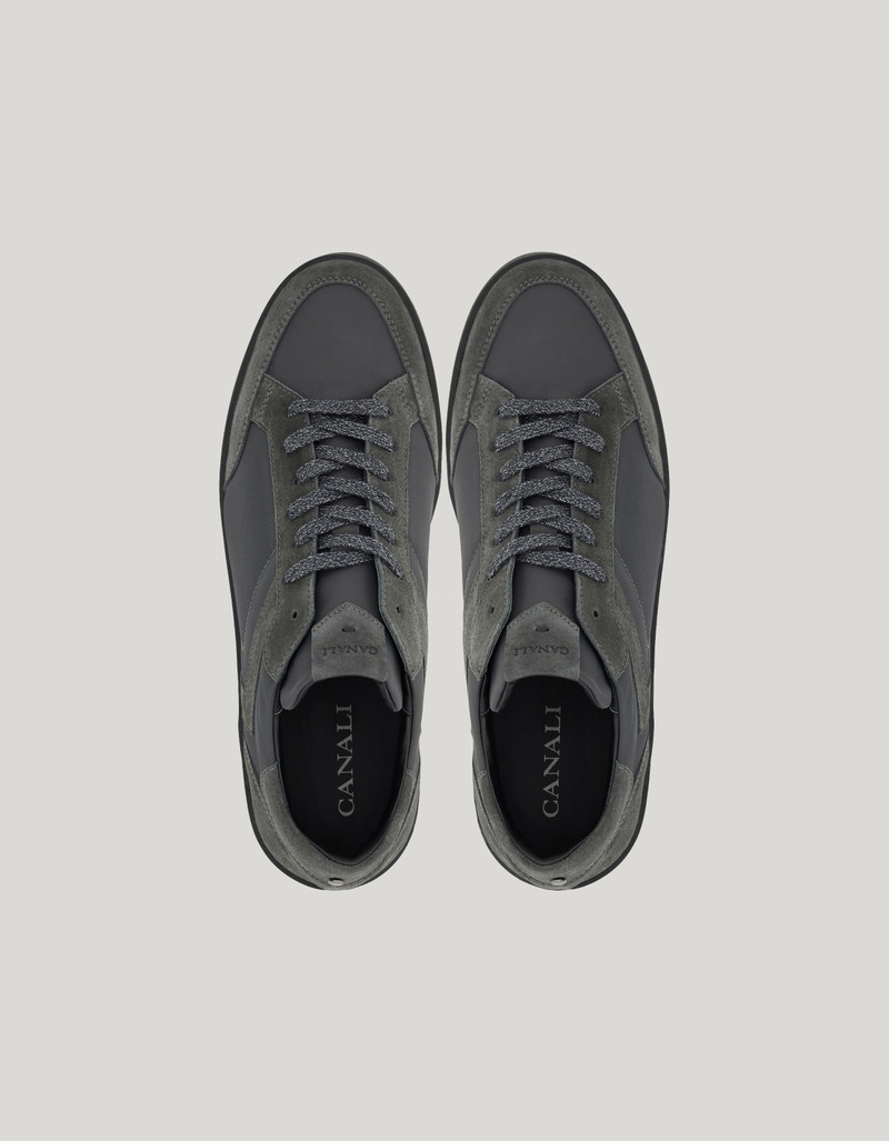 CANALI NUVOLA GRAY NYLON AND SUEDE SNEAKERS WITH BLACK SOLE 4