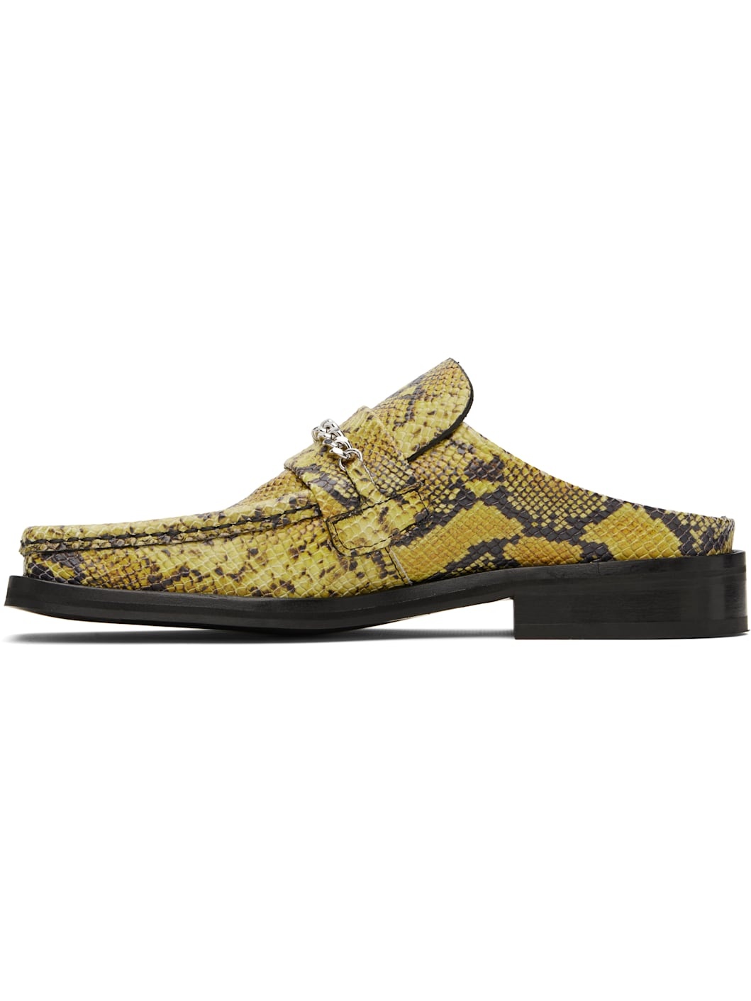 Yellow & Black Square Toe Mules - 3