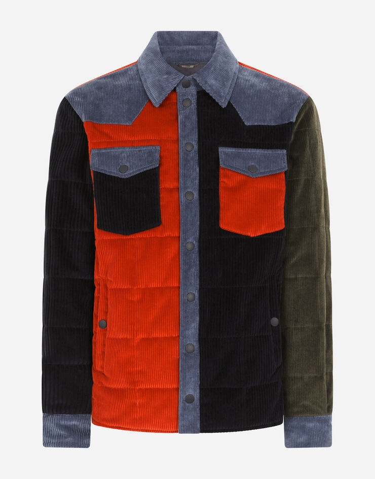 Padded and quilted velvet patchwork shirt - 3