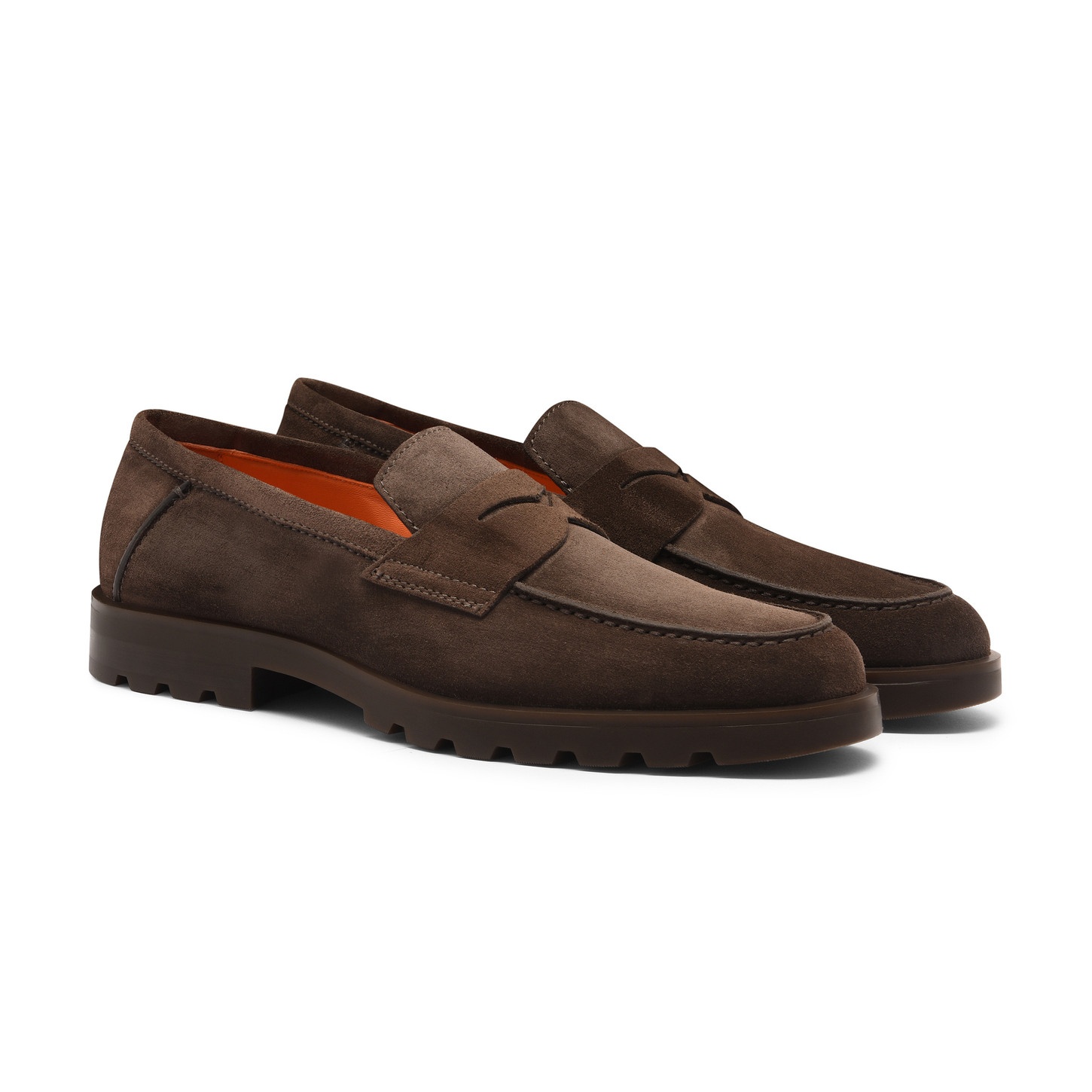 Men's dark brown suede penny loafer - 3