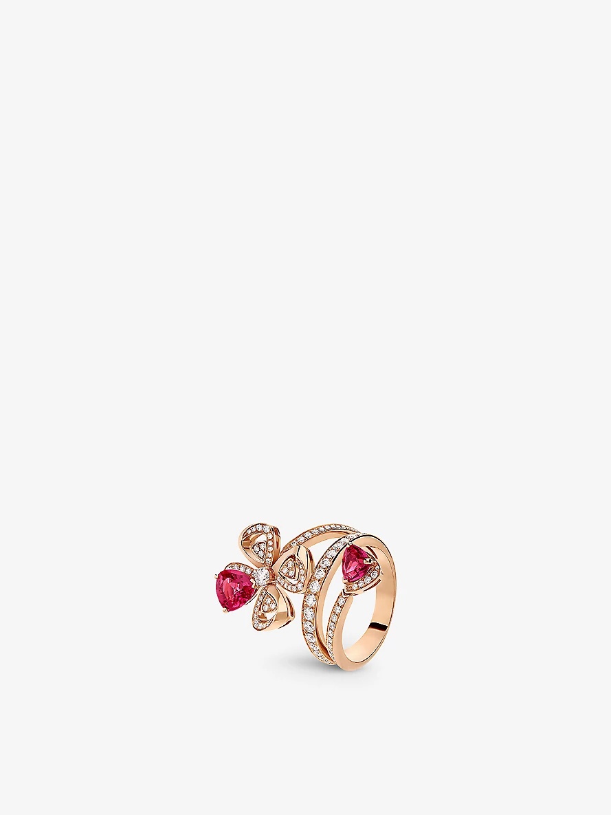 Fiorever 18ct rose-gold, 0.62ct brilliant-cut diamond and mixed-cut rubellite ring - 2