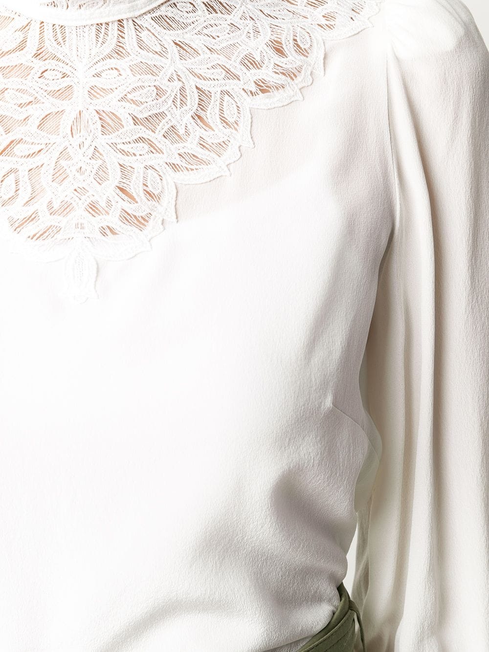 lace-panel high-neck blouse - 5