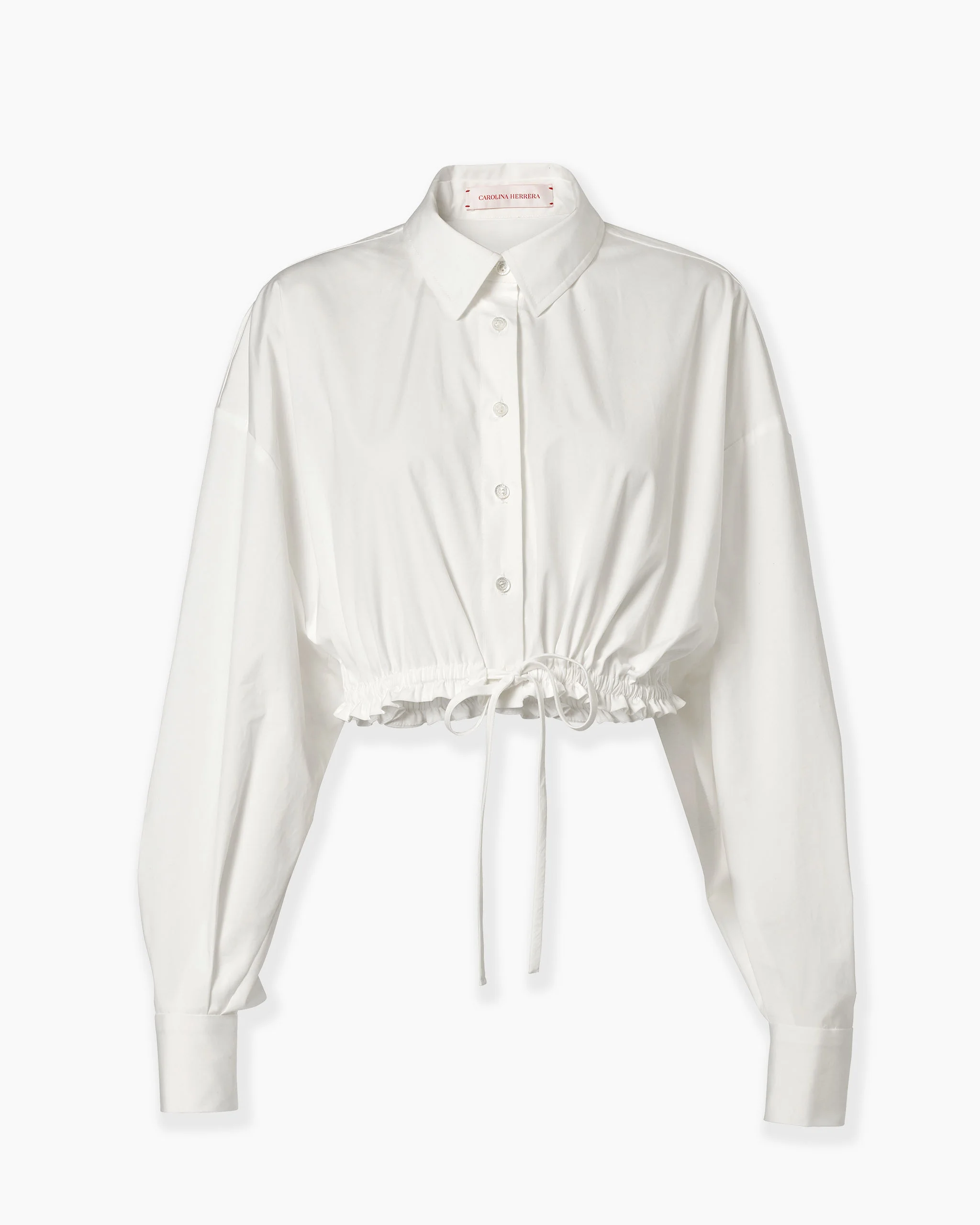 Cropped Shirt with Drawstring Waist - 1