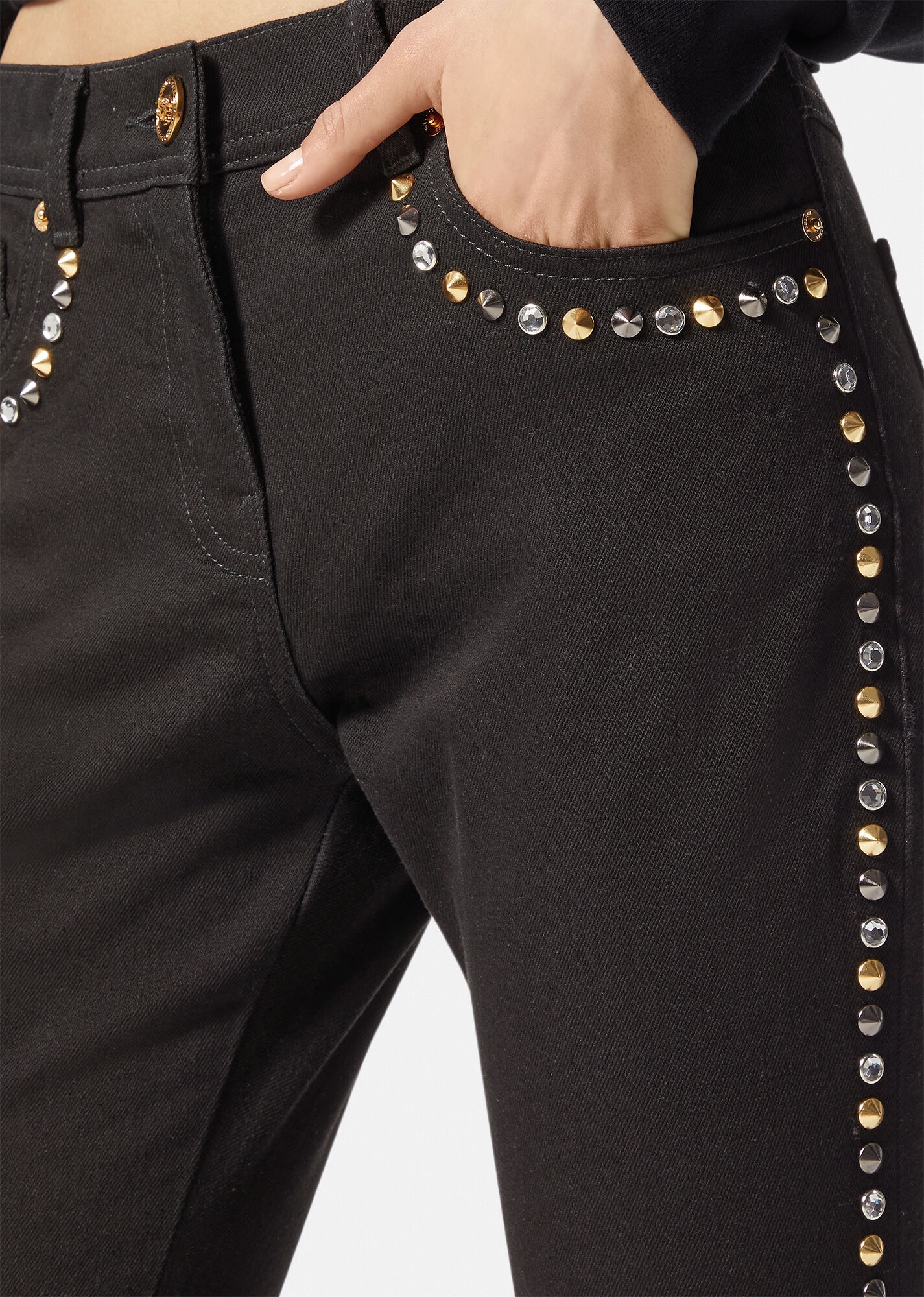 Medusa Studded Skinny Jeans - 5