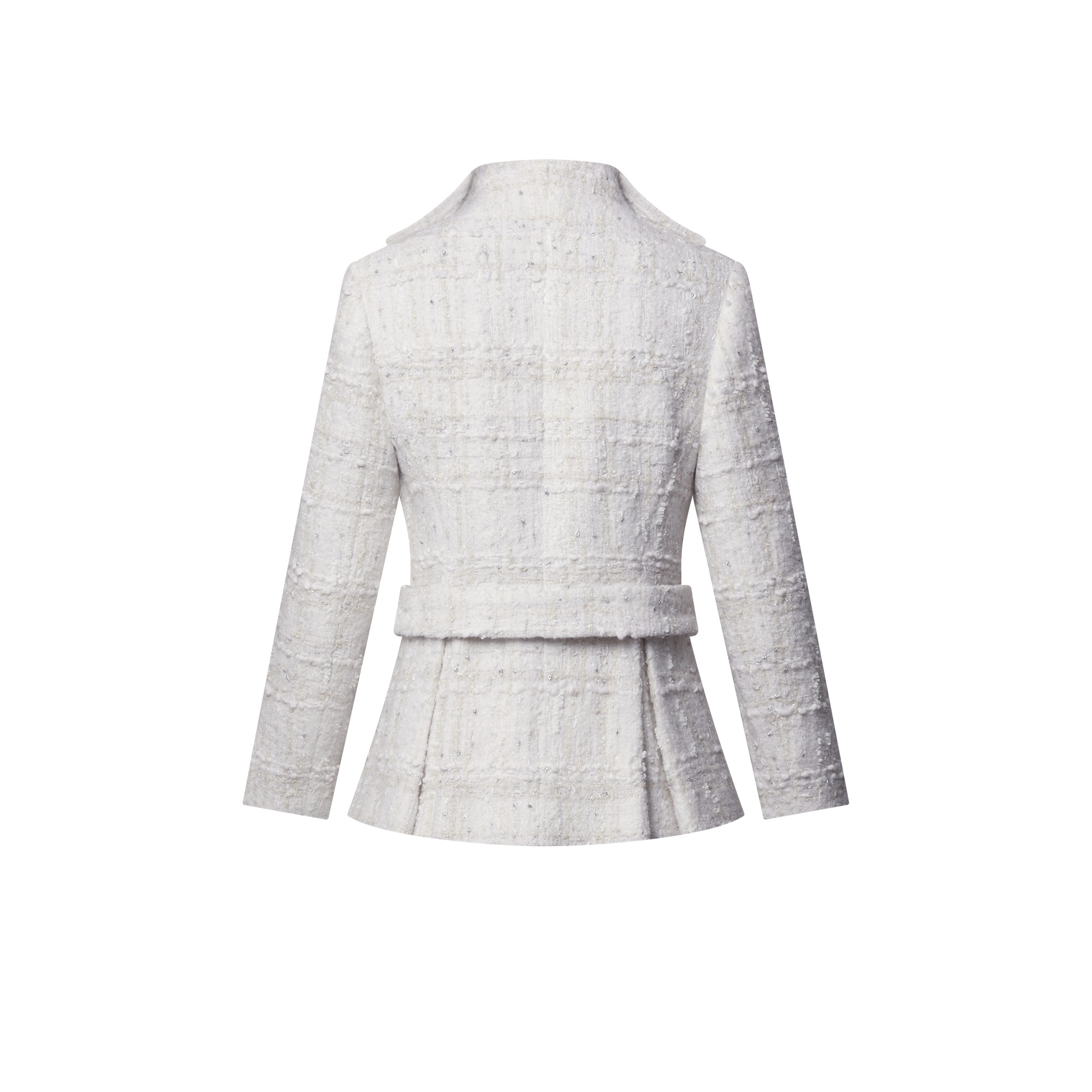 Graphic Collar Belted Tweed Jacket - 2