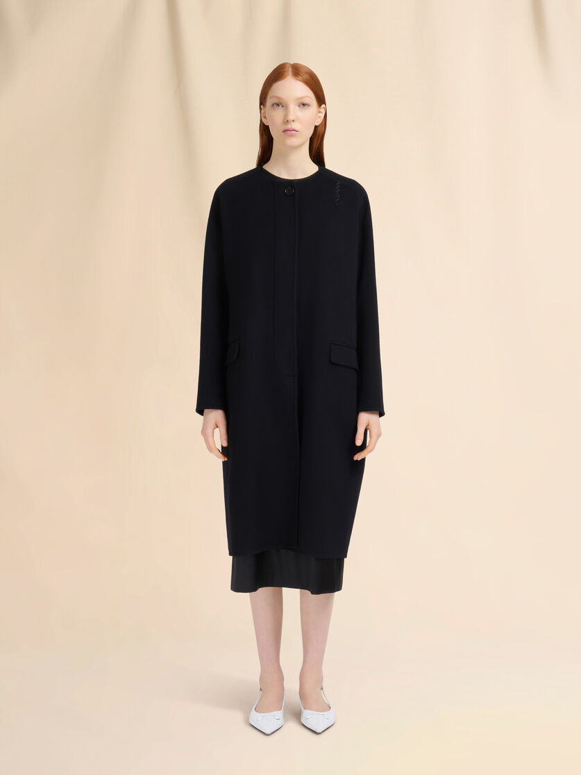 BLACK FELT COAT WITH MARNI SYMBOL - 2