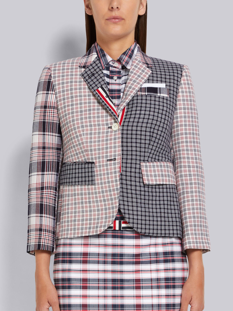 Multicolor Fun-Mix Micro 4-Bar Check and Hairline Madras Suiting 높은 Armhole 재킷 - 1
