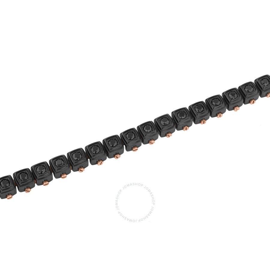 Robert Alton - Robert Alton Stainless Steel Black Spinel Black & Rose Finish Cube Design Bracelet - 2