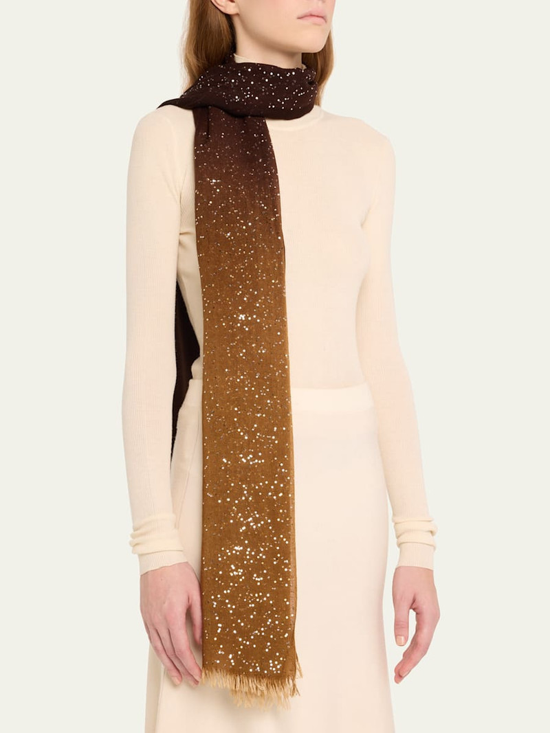 Faliero Sarti Dania Sequined Ombre Wool-Silk Scarf outlook