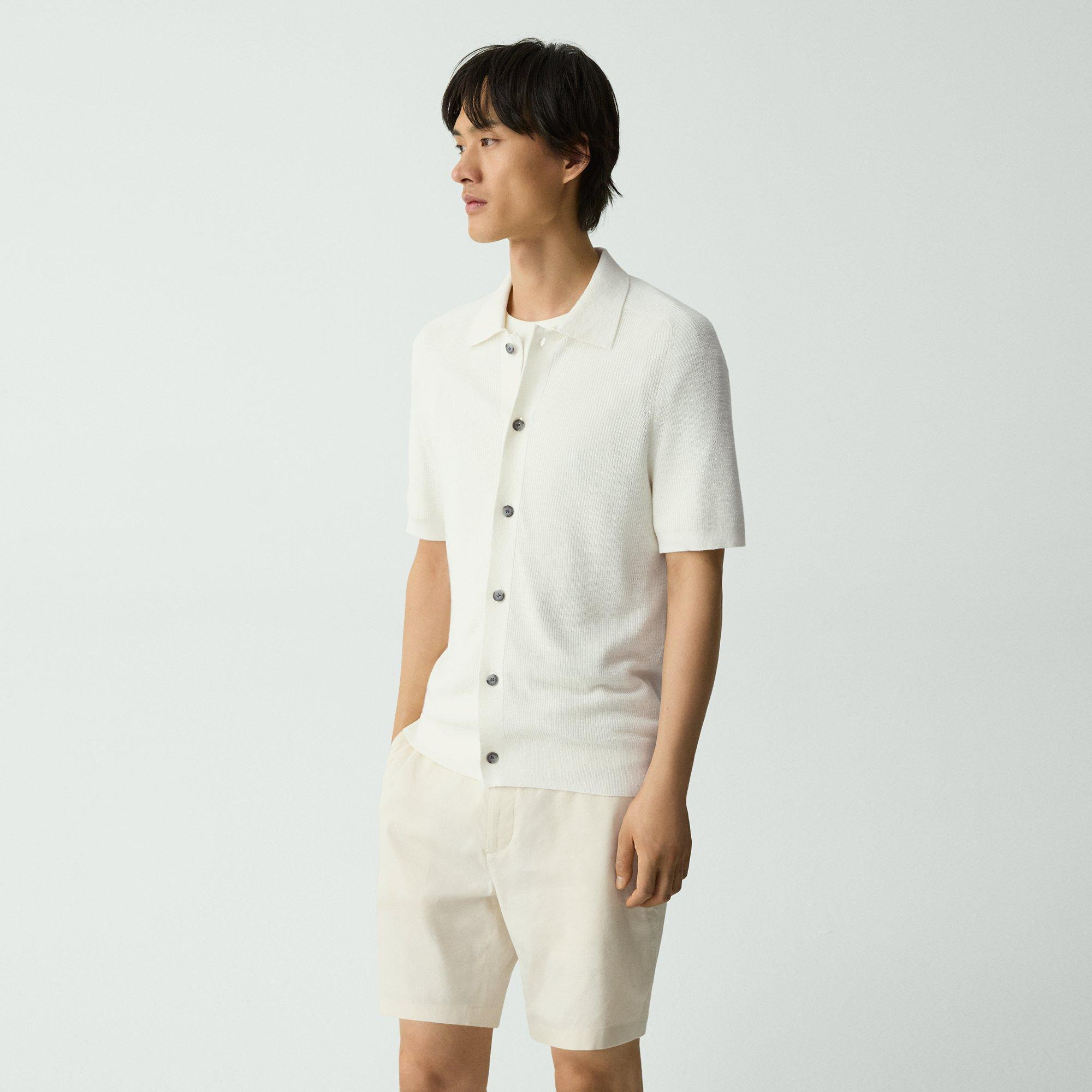 Short-Sleeve Button-Up Shirt in Pacific Linen - 3