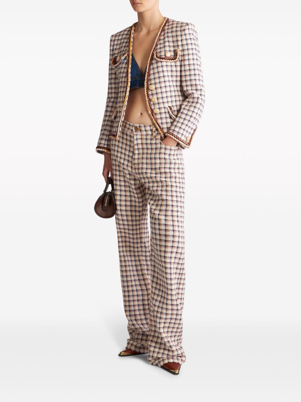 check-jacquard cotton-blend jacket - 2