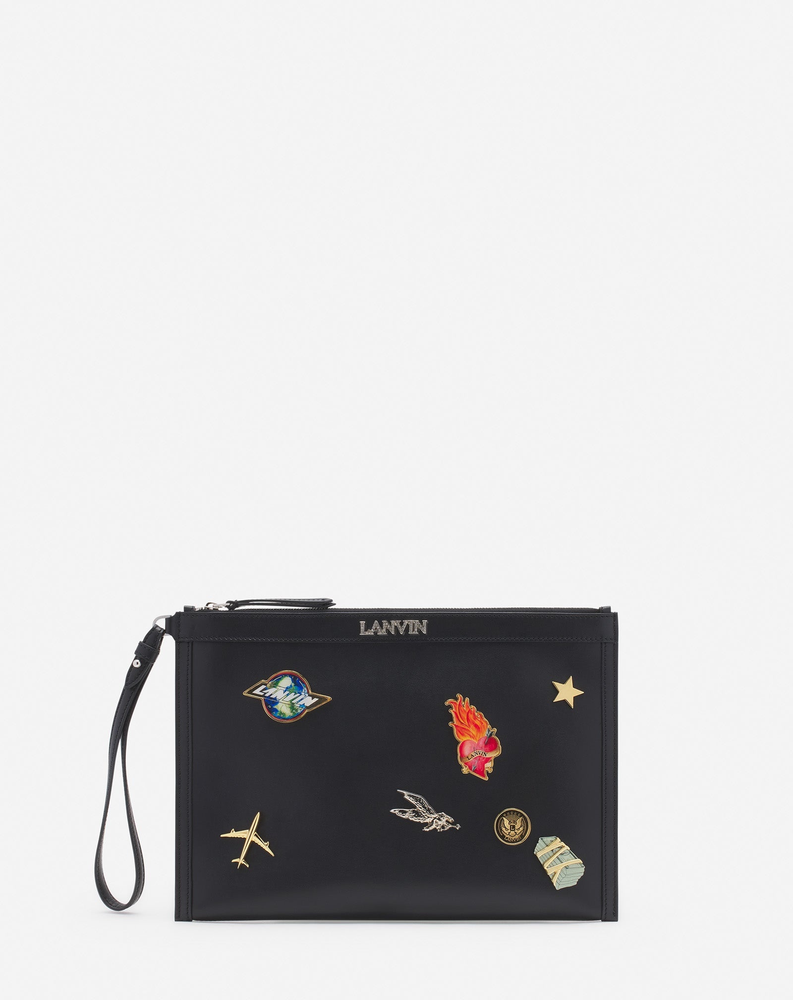 LANVIN X FUTURE LEATHER CLUTCH WITH PINS - 1