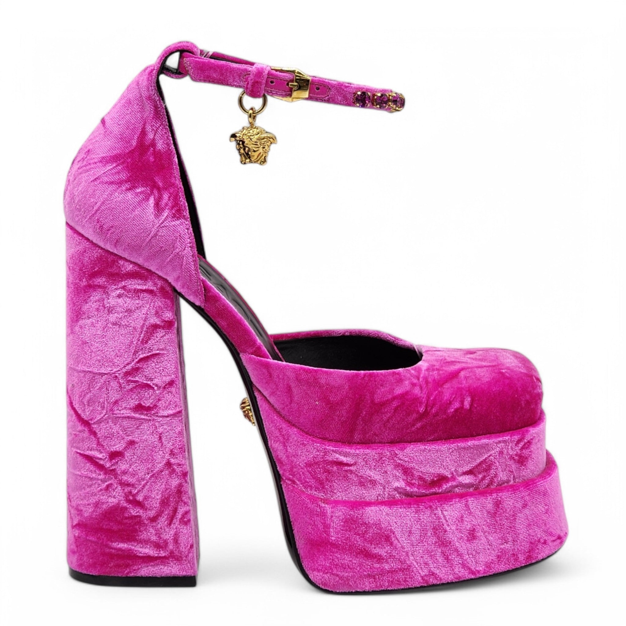 Versace Medusa Aevitas Double Platform Pumps - Velvet Insignia - Pink 37 - 2