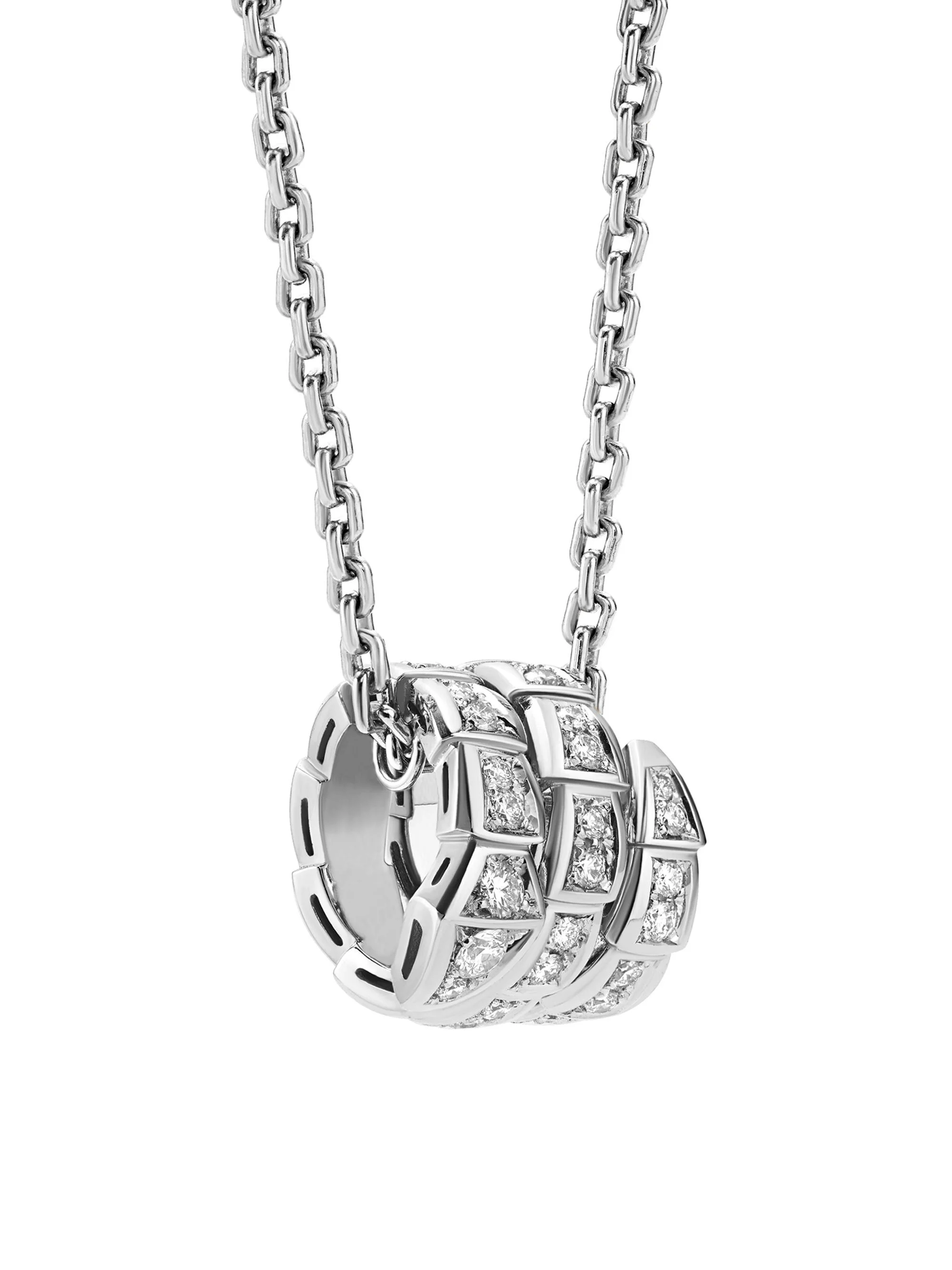 Women's Serpenti Viper 18K White Gold & Pavé Diamond Pendant Necklace - White Gold - 1