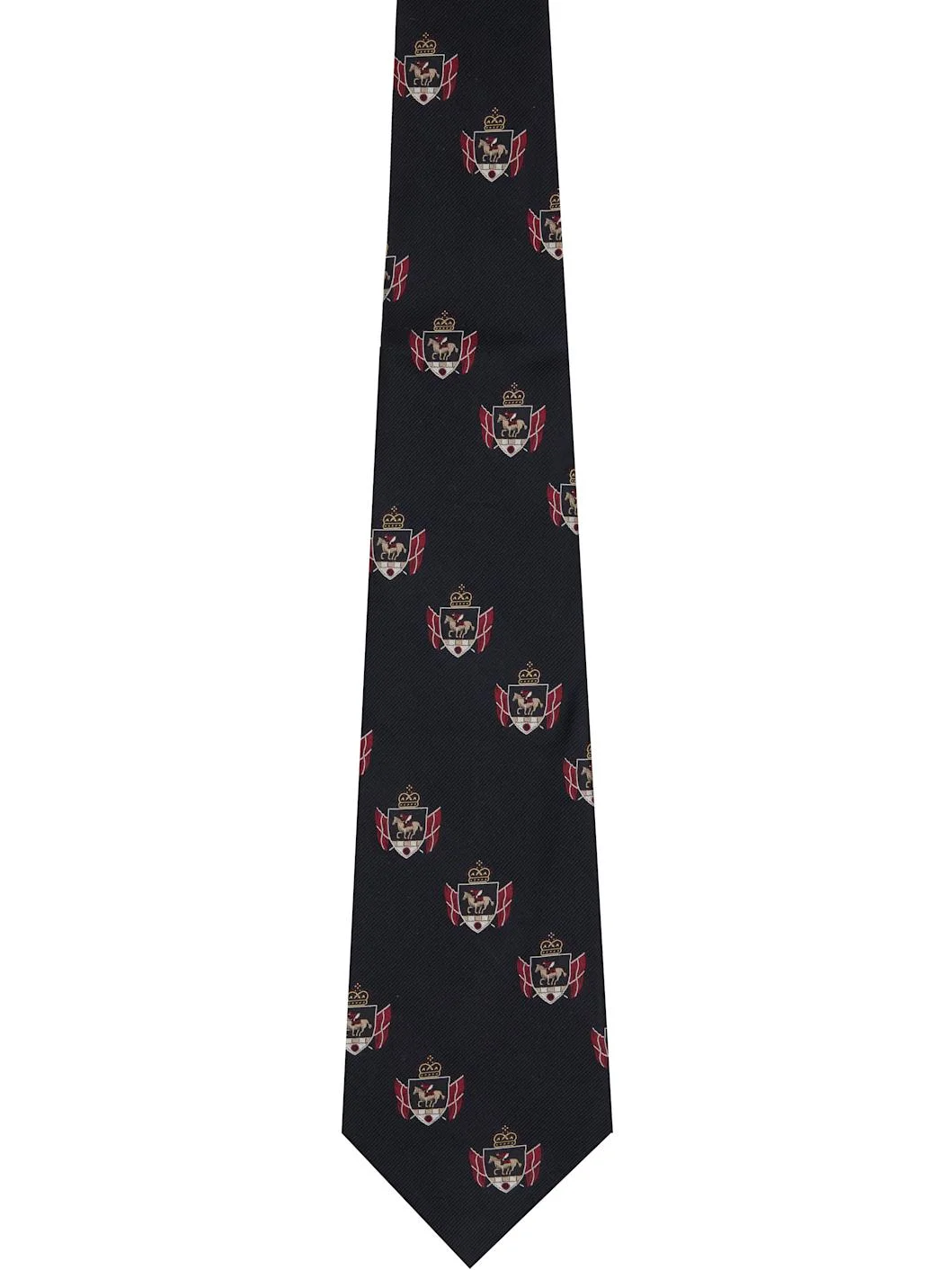 Black Silk Small Emblem Pattern Tie - 1