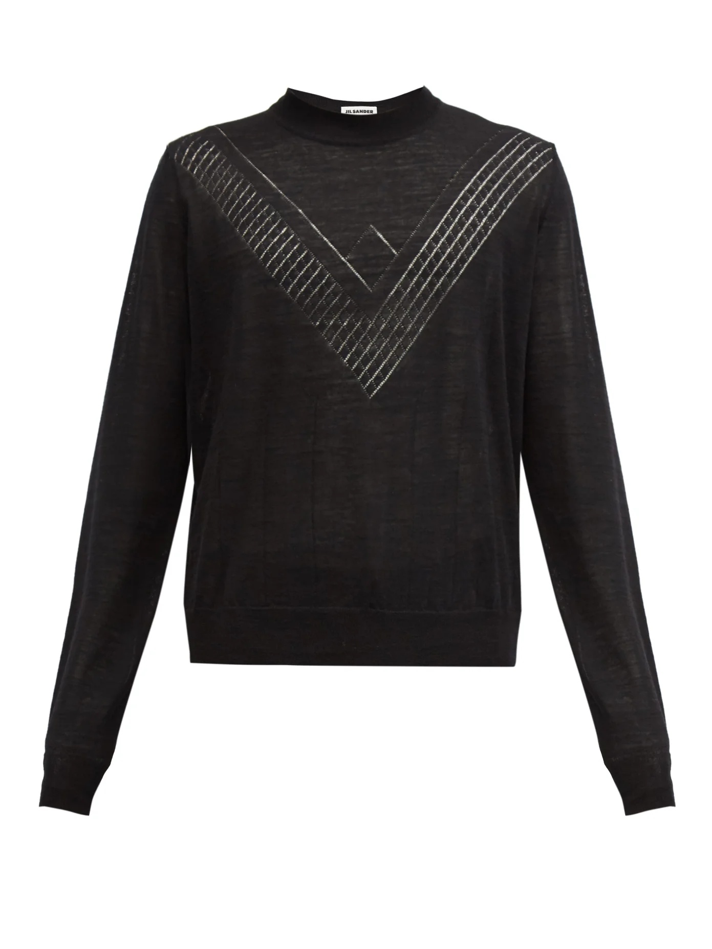 Geometrical-chevron wool sweater - 1