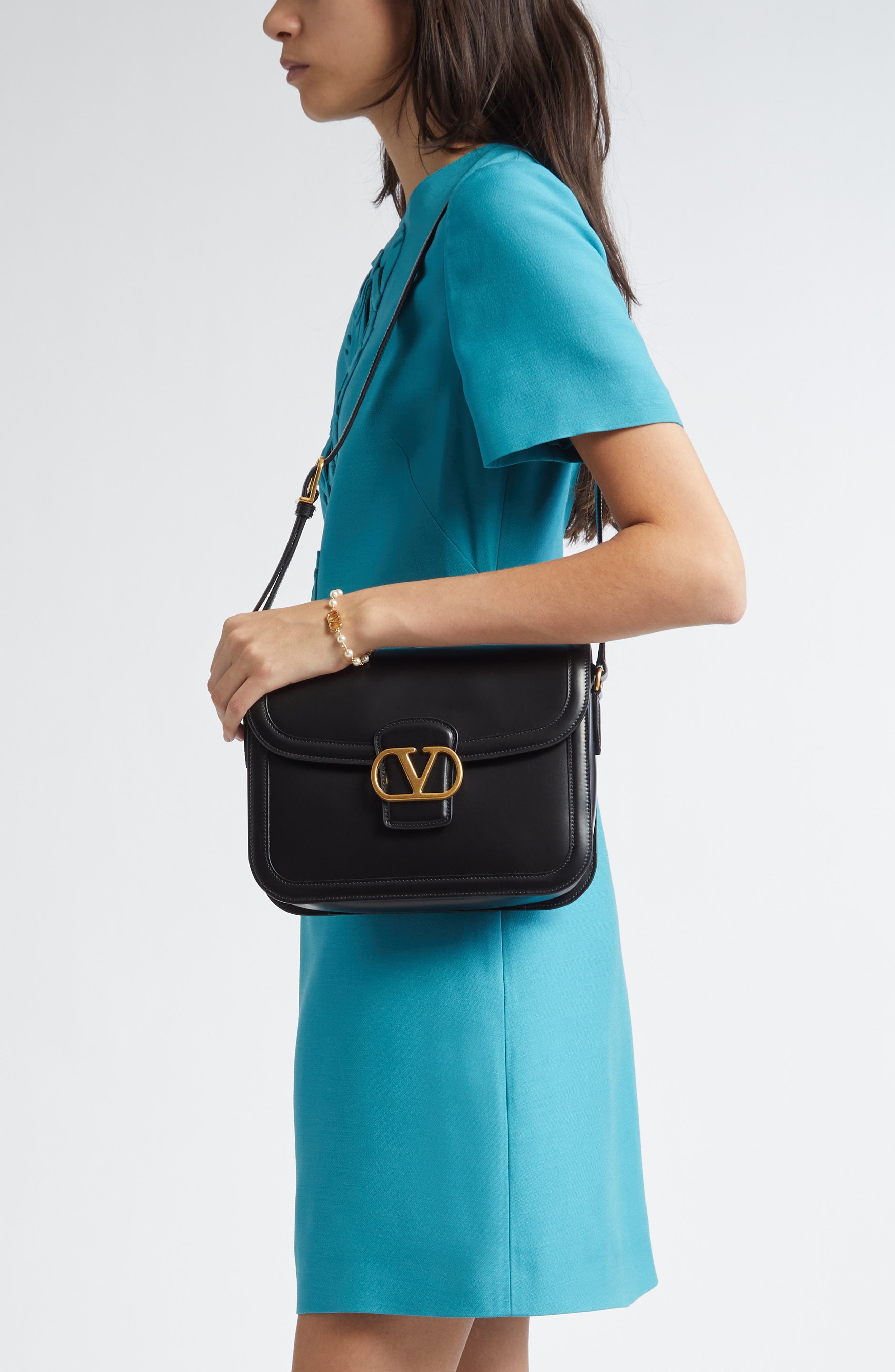 Valentino Garavani 9TO5 Leather Shoulder Bag in Black at Nordstrom - 3