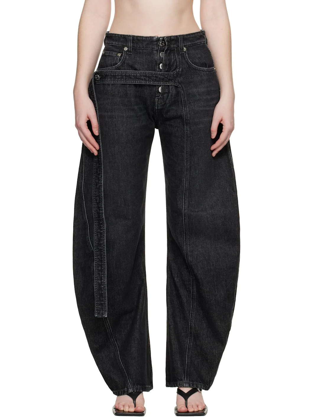 Black 'The Denim Strap' Jeans - 1