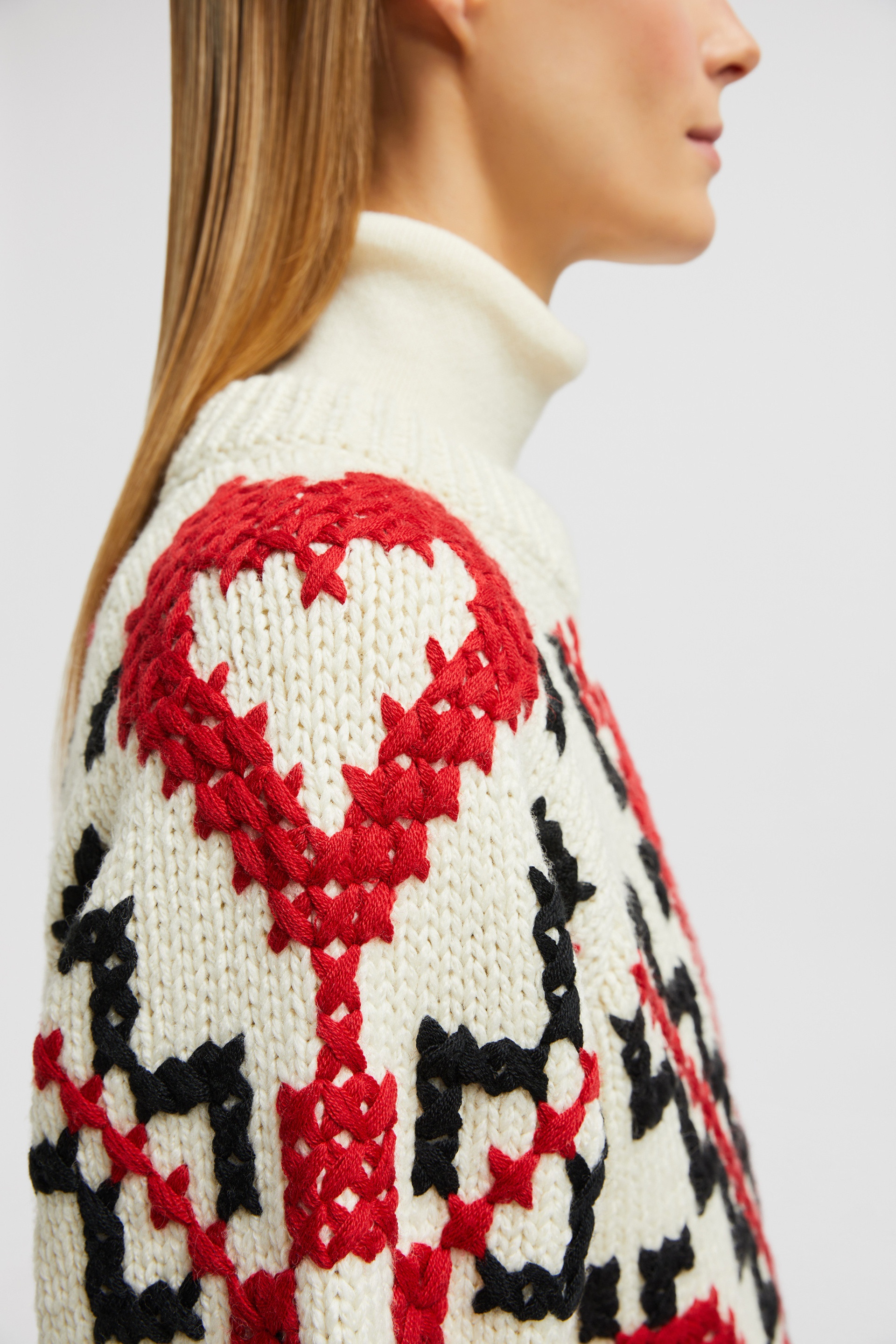 Hand-Embroidered Wool Blend Sweater - 7