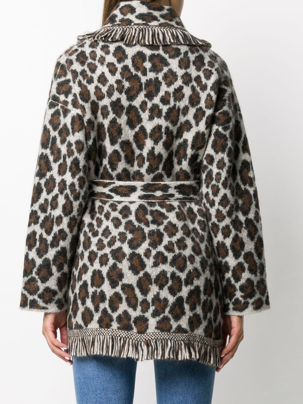 jacquard leopard pattern cardigan - 4