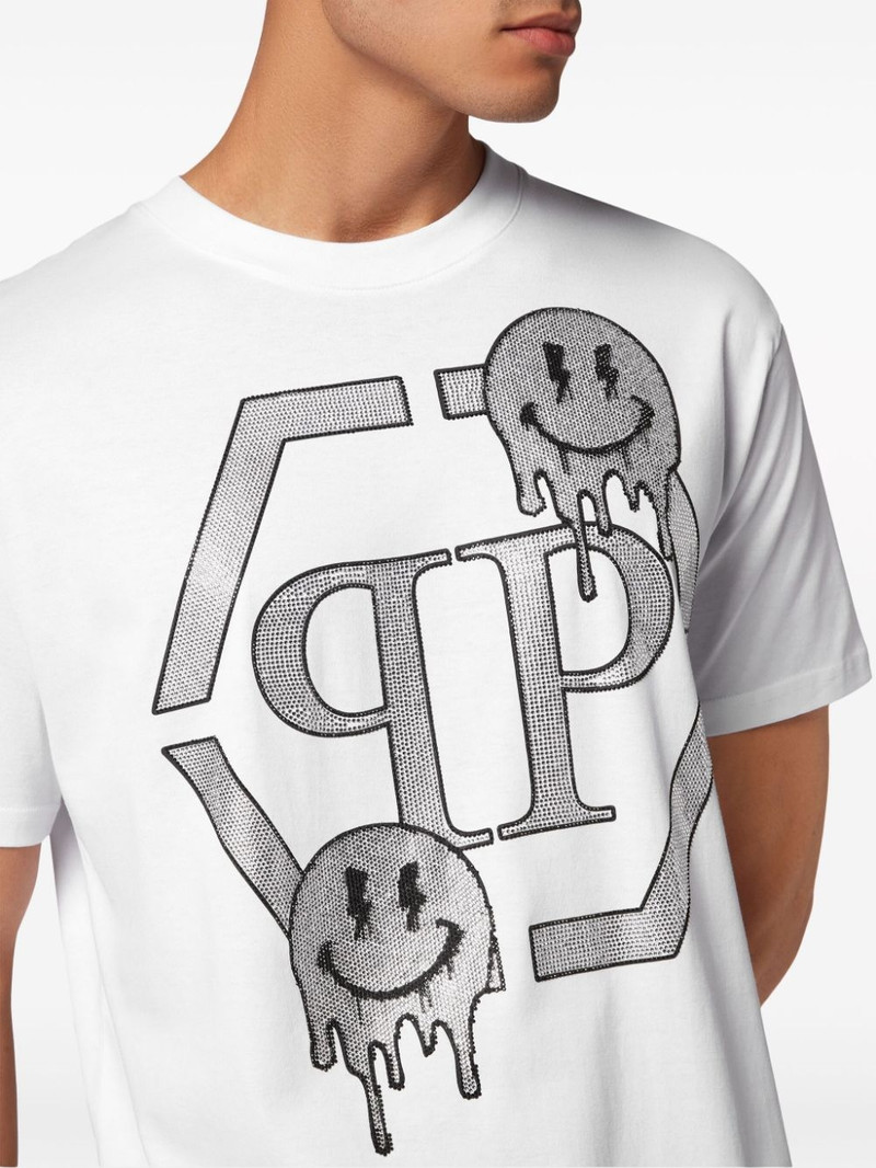 rhinestone-logo cotton T-shirt 5