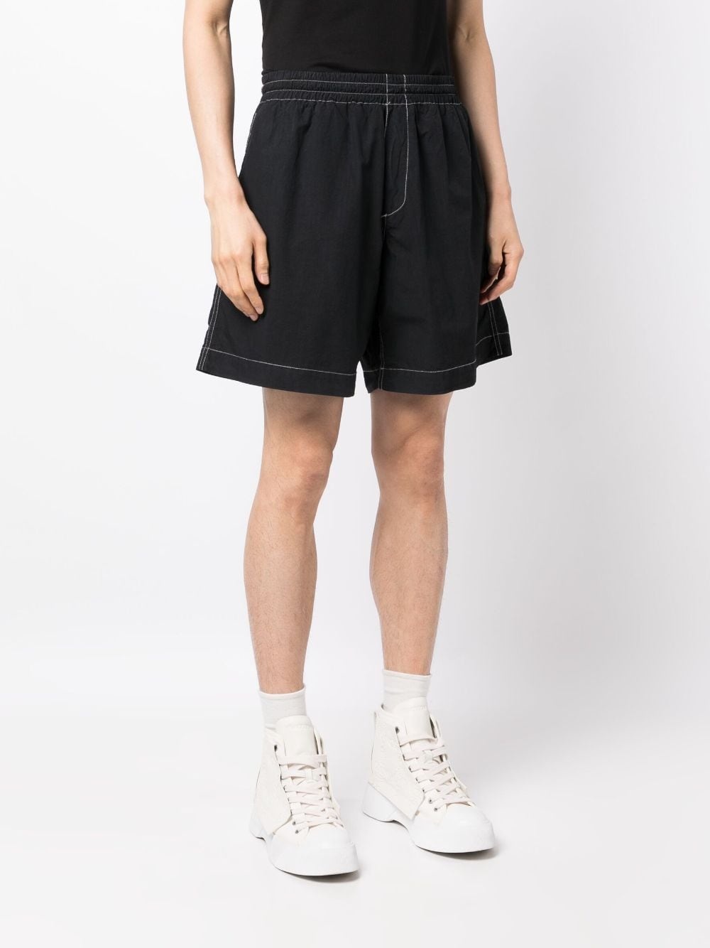 contrast-stitching cotton shorts - 3