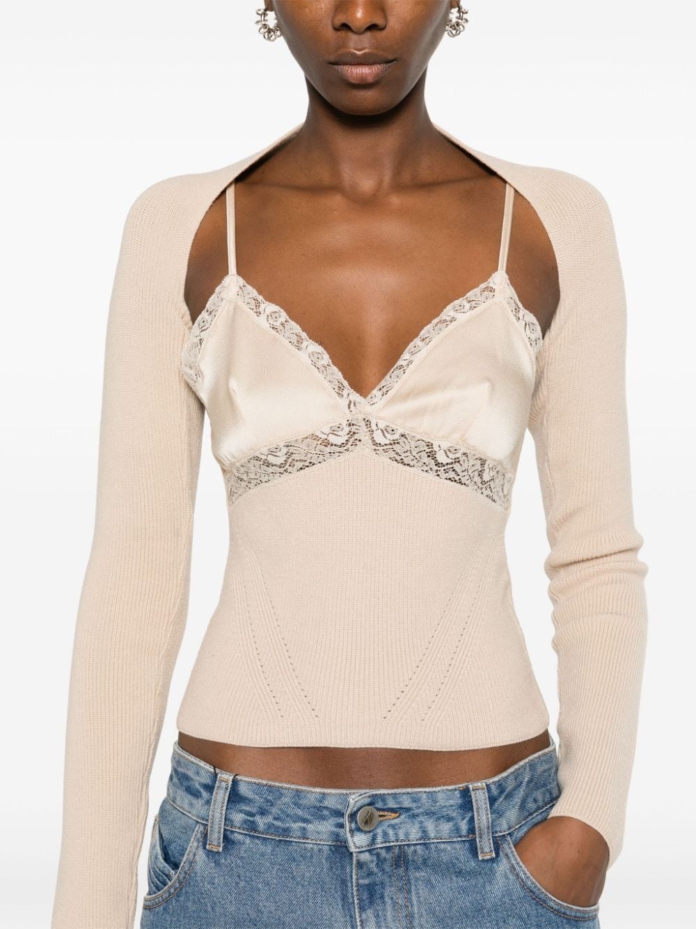 layered lace-detailed tank top - 5