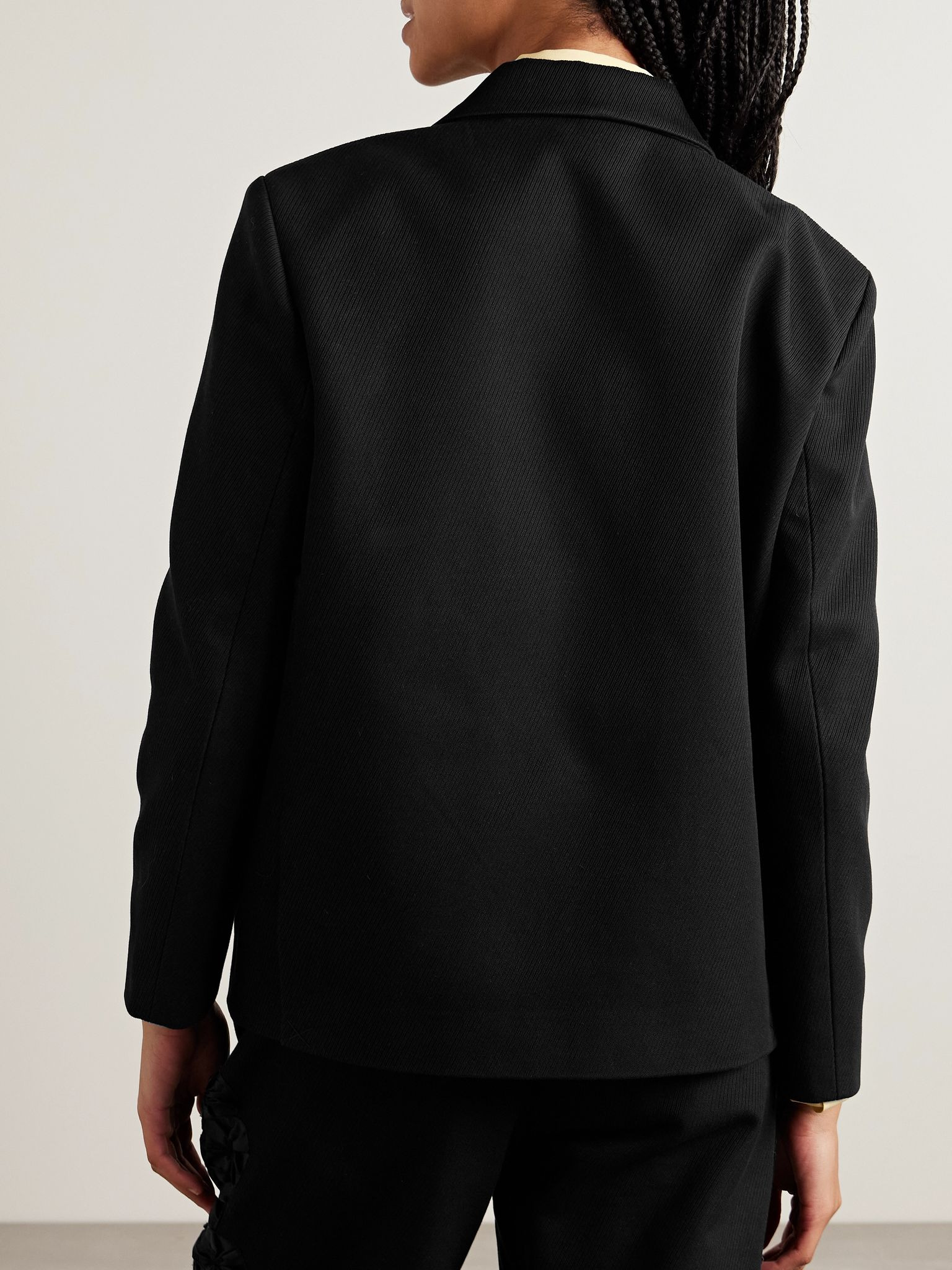 Ribbon Garland grosgrain-trimmed cotton-twill jacket Black - 4