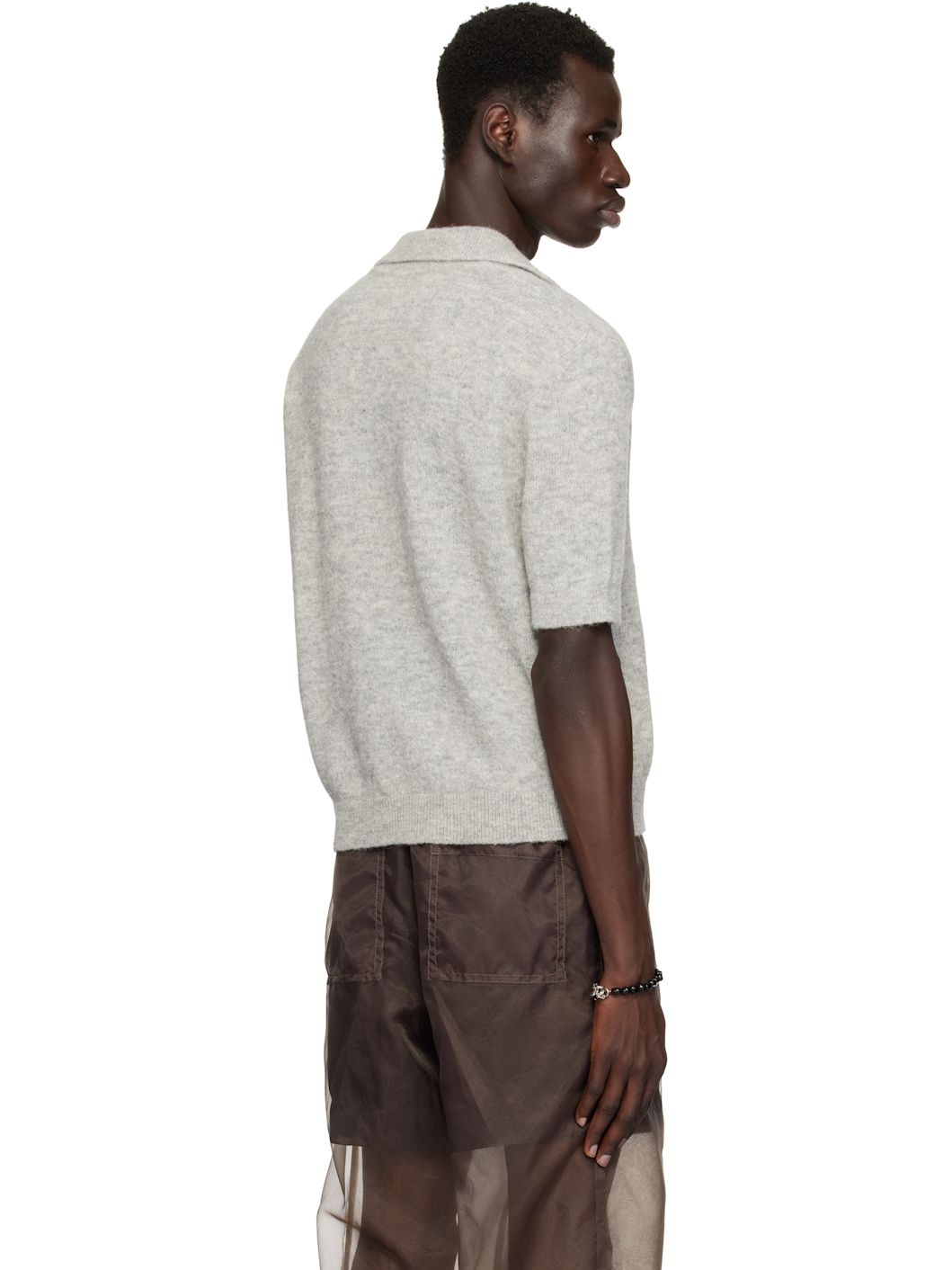Gray Alpaca Wool Polo - 3