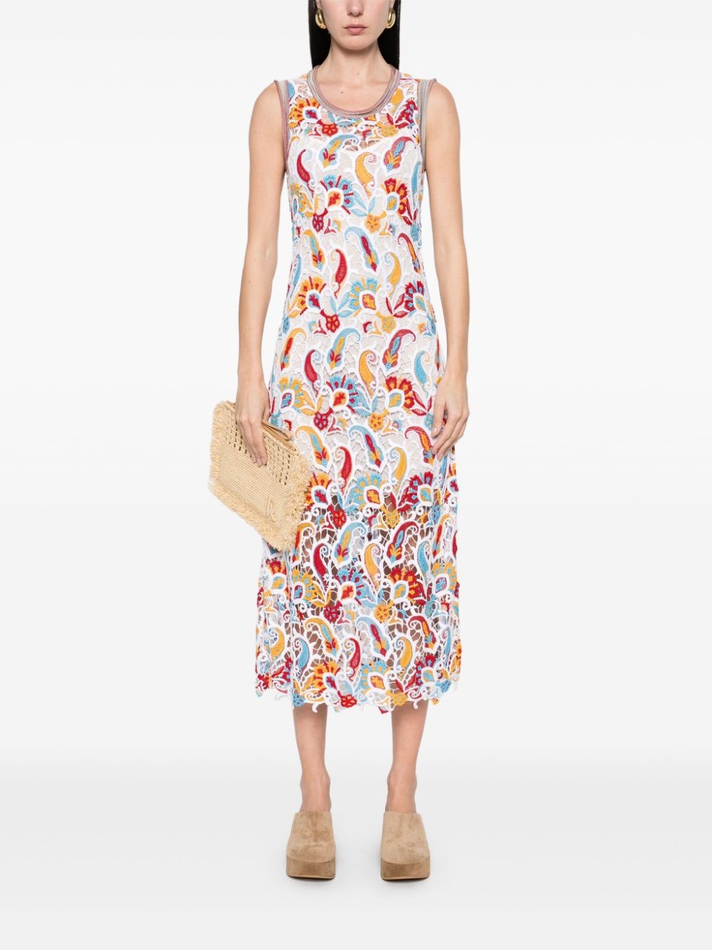floral-lace midi dress - 2