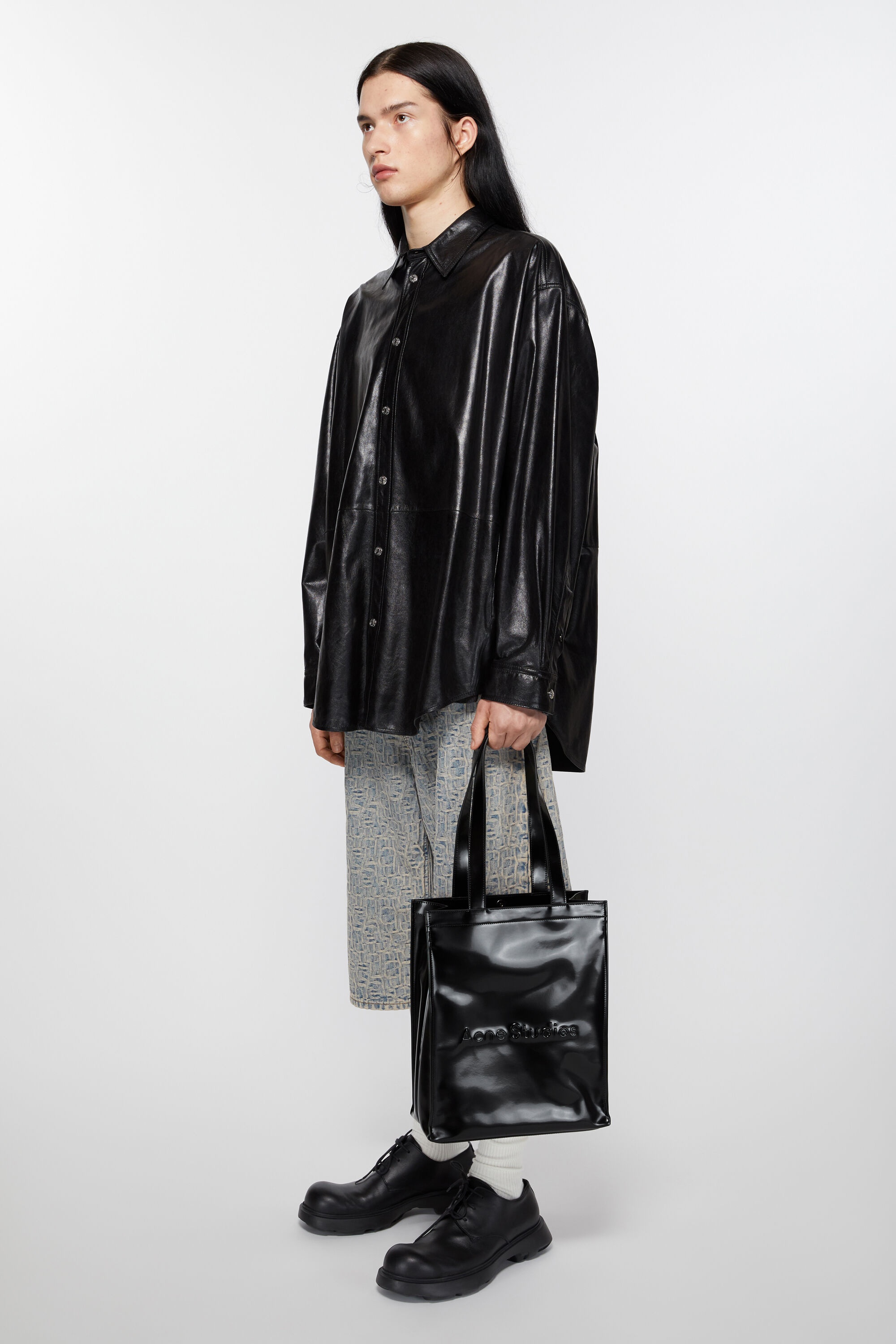 Logo shoulder tote bag - Black - 3