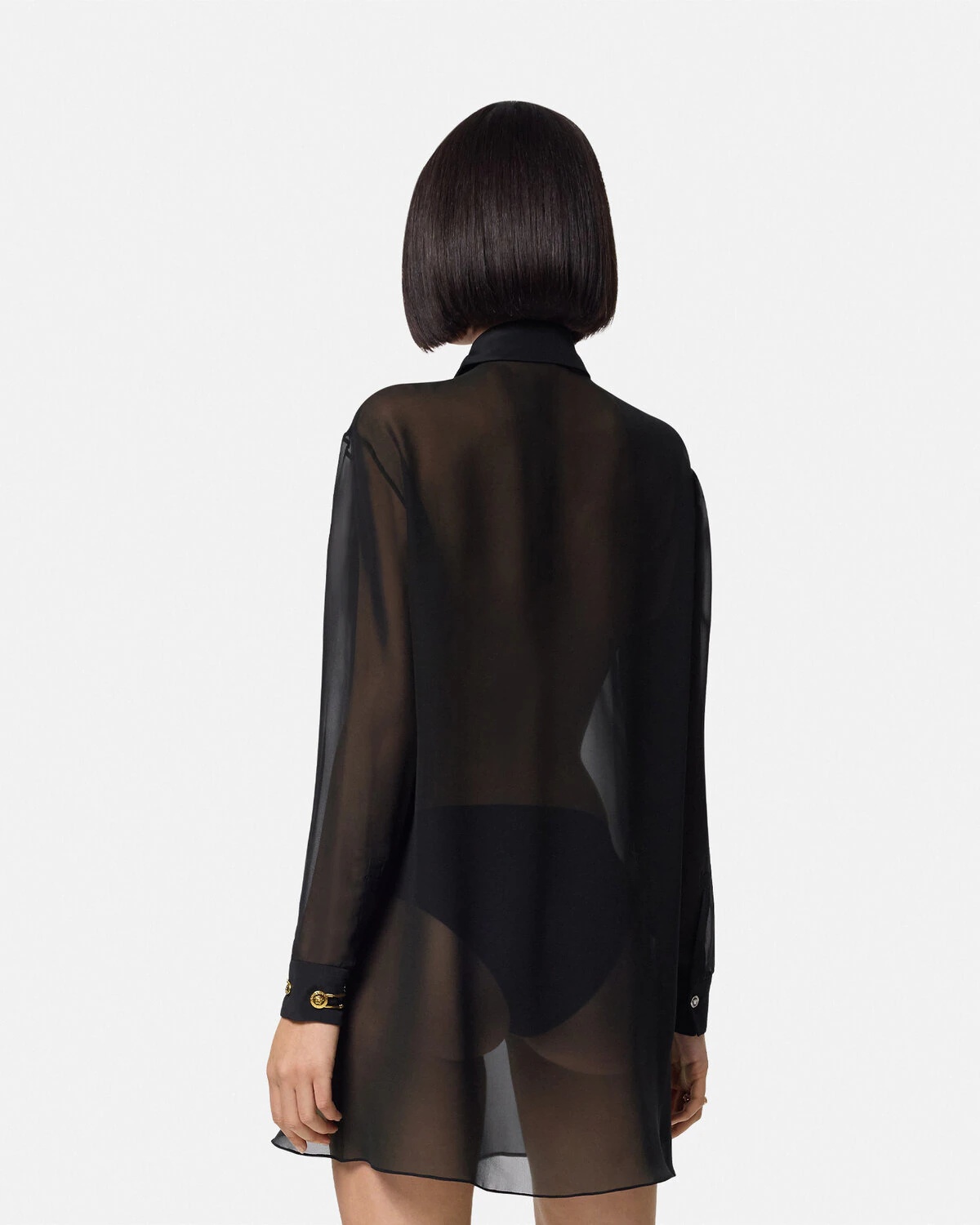Silk Georgette Lavallière Long Shirt - 5