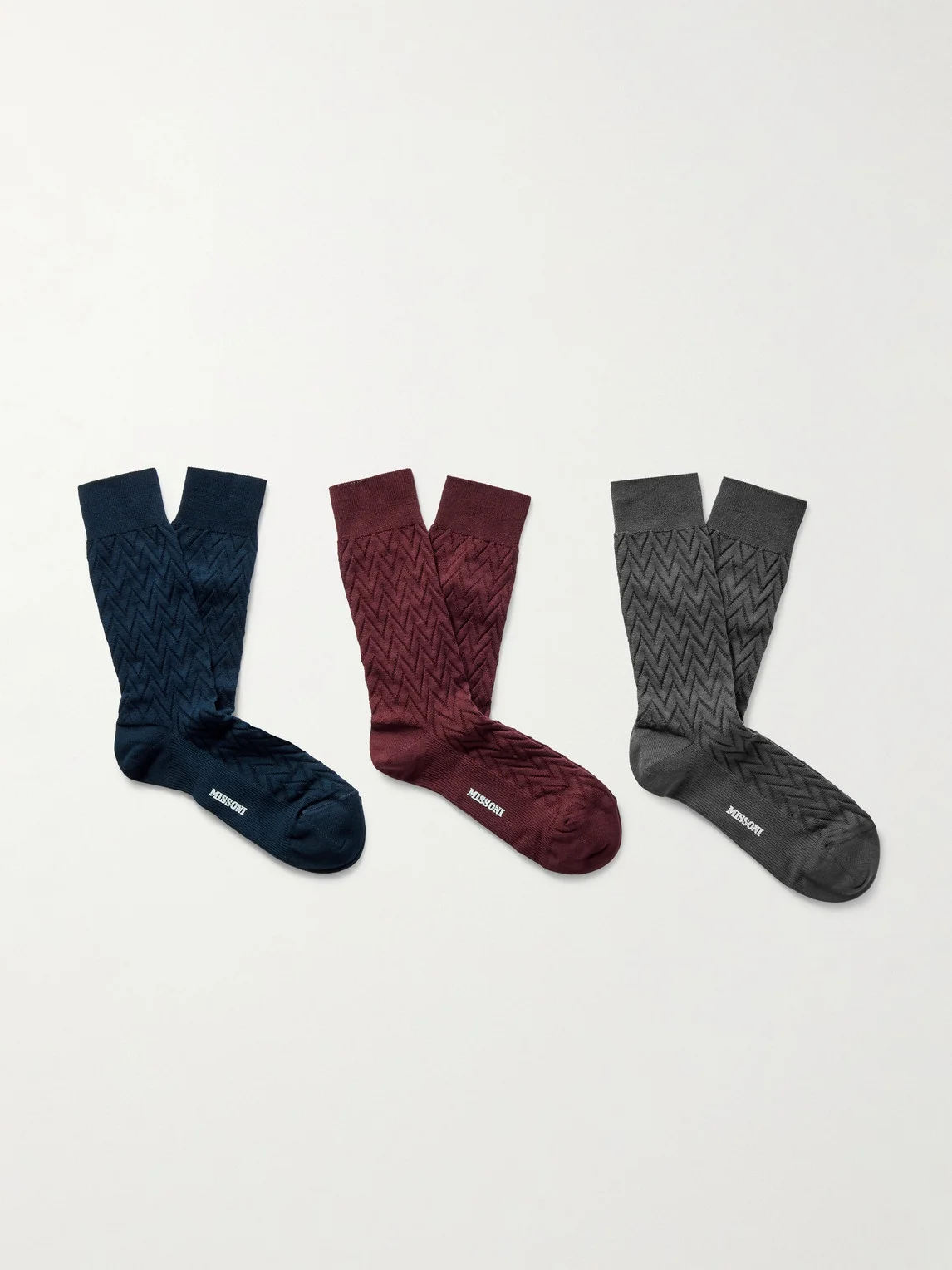 Three-Pack Crochet-Knit Cotton-Blend Socks - 1