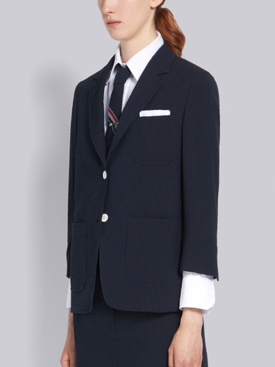 Thom Browne Navy Seersucker Sack Jacket outlook