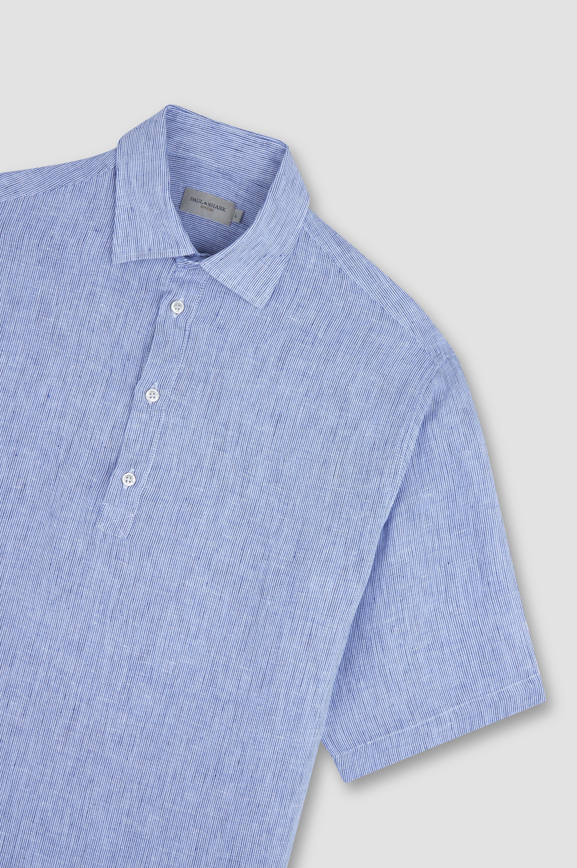 LINEN POPOVER SHIRT WITH SHORT SLEEVES - 5