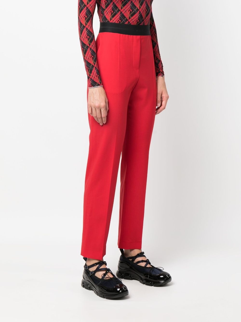 logo-waistband wool trousers - 3