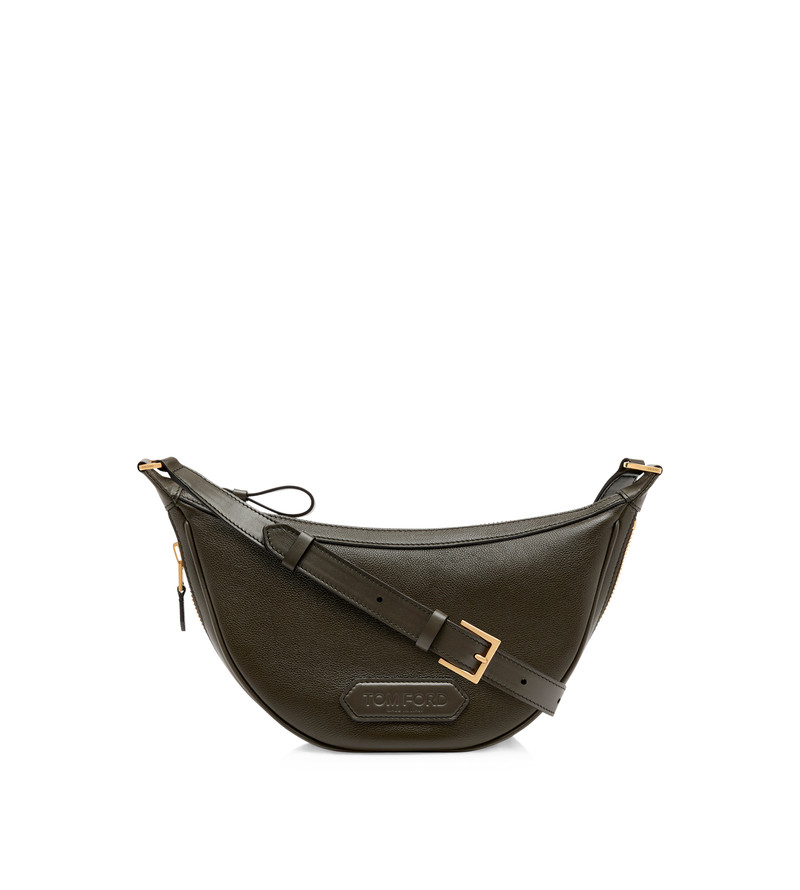 SMOOTH LEATHER ZIP CRESCENT BAG 1
