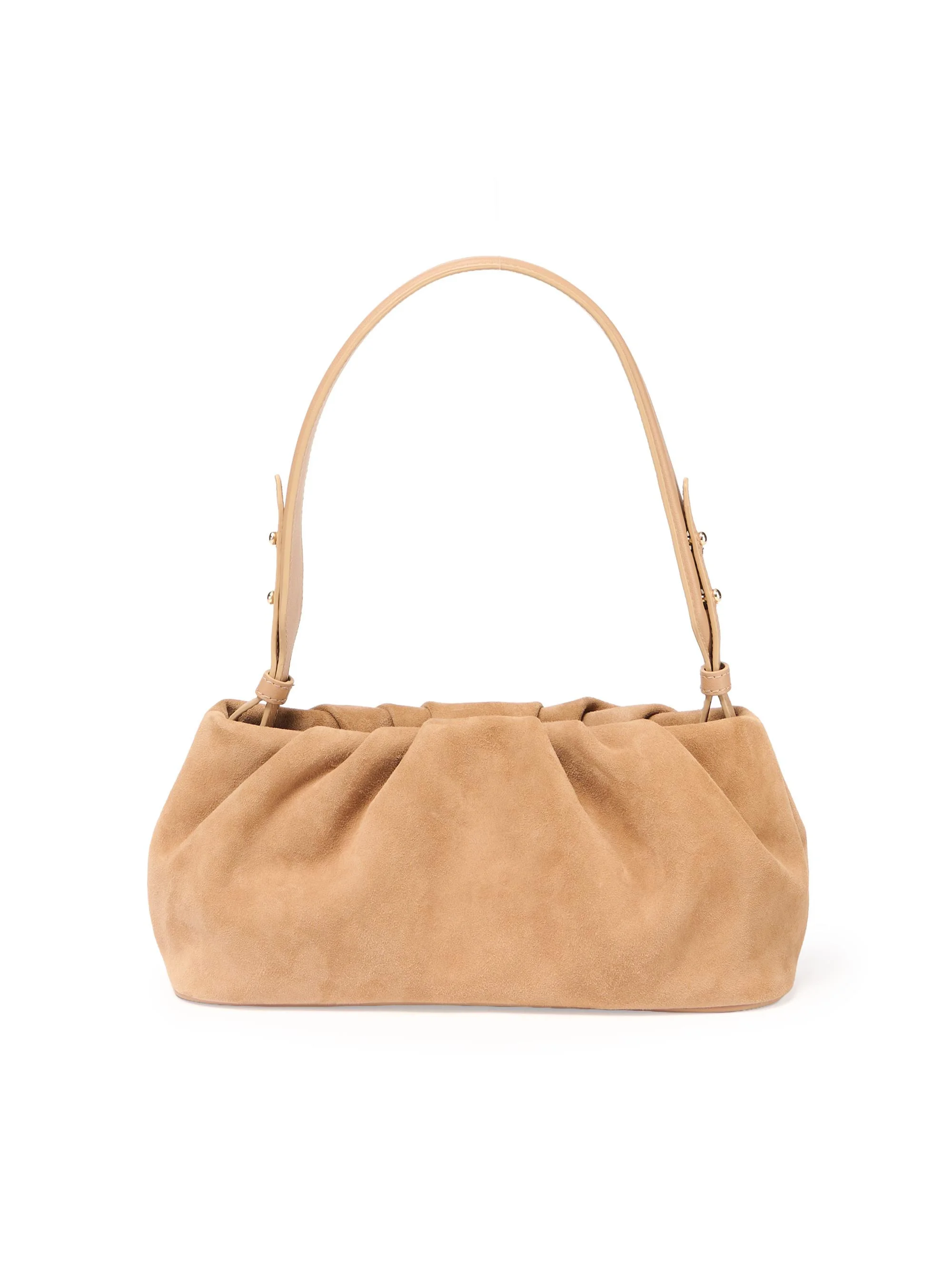 Women's Harlow Suede Shoulder Bag - Light Camel - 1