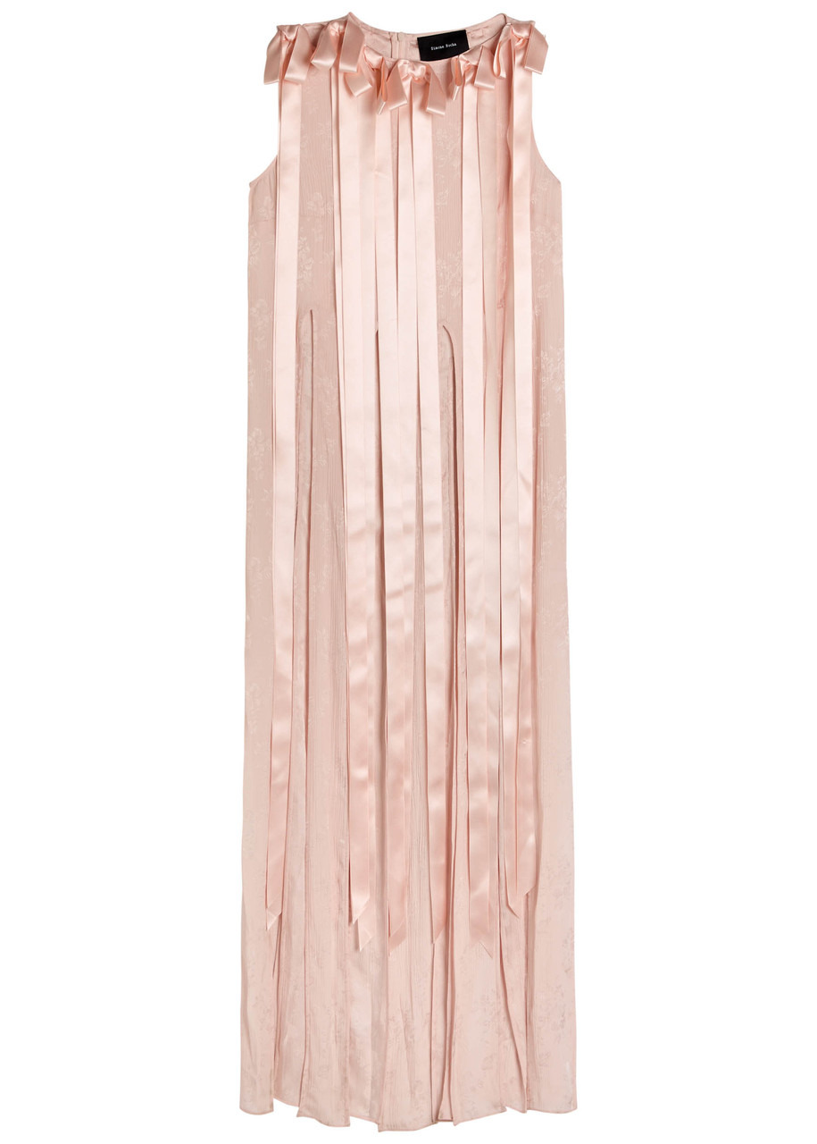 Simone Rocha Unbounded Fringed Floral-jacquard Crinkled top - 1