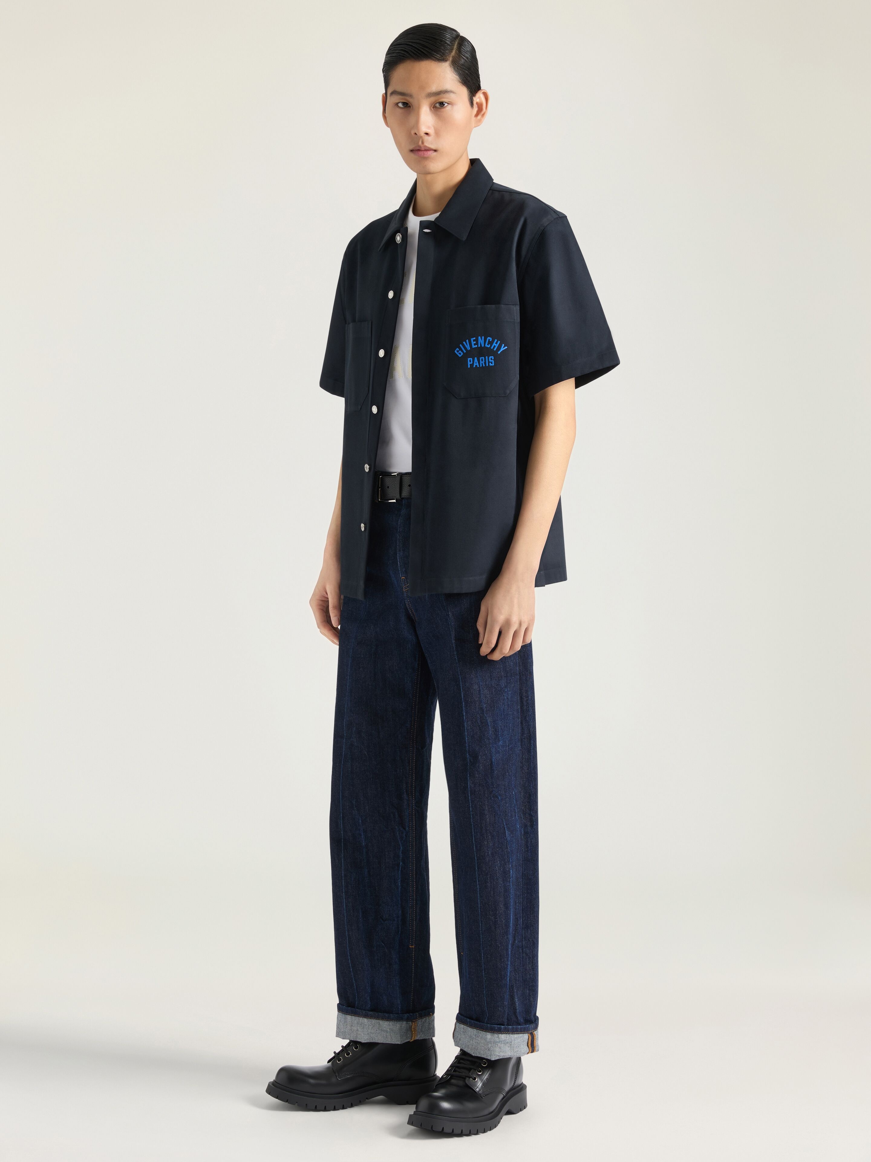 SHIRT IN COTTON WITH GIVENCHY PARIS EMBROIDERY - 3